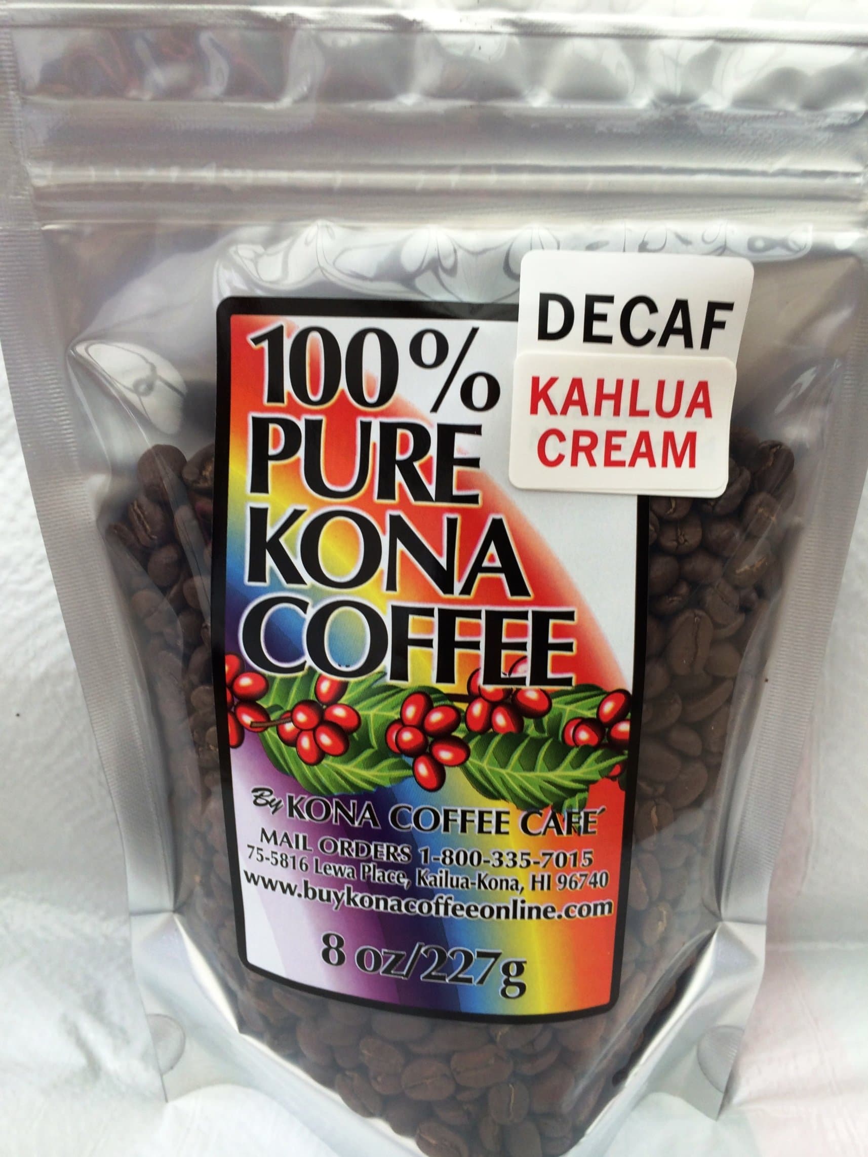 Decaf Kona Coffee, Kahlua Cream Flavored Whole Bean - 8oz