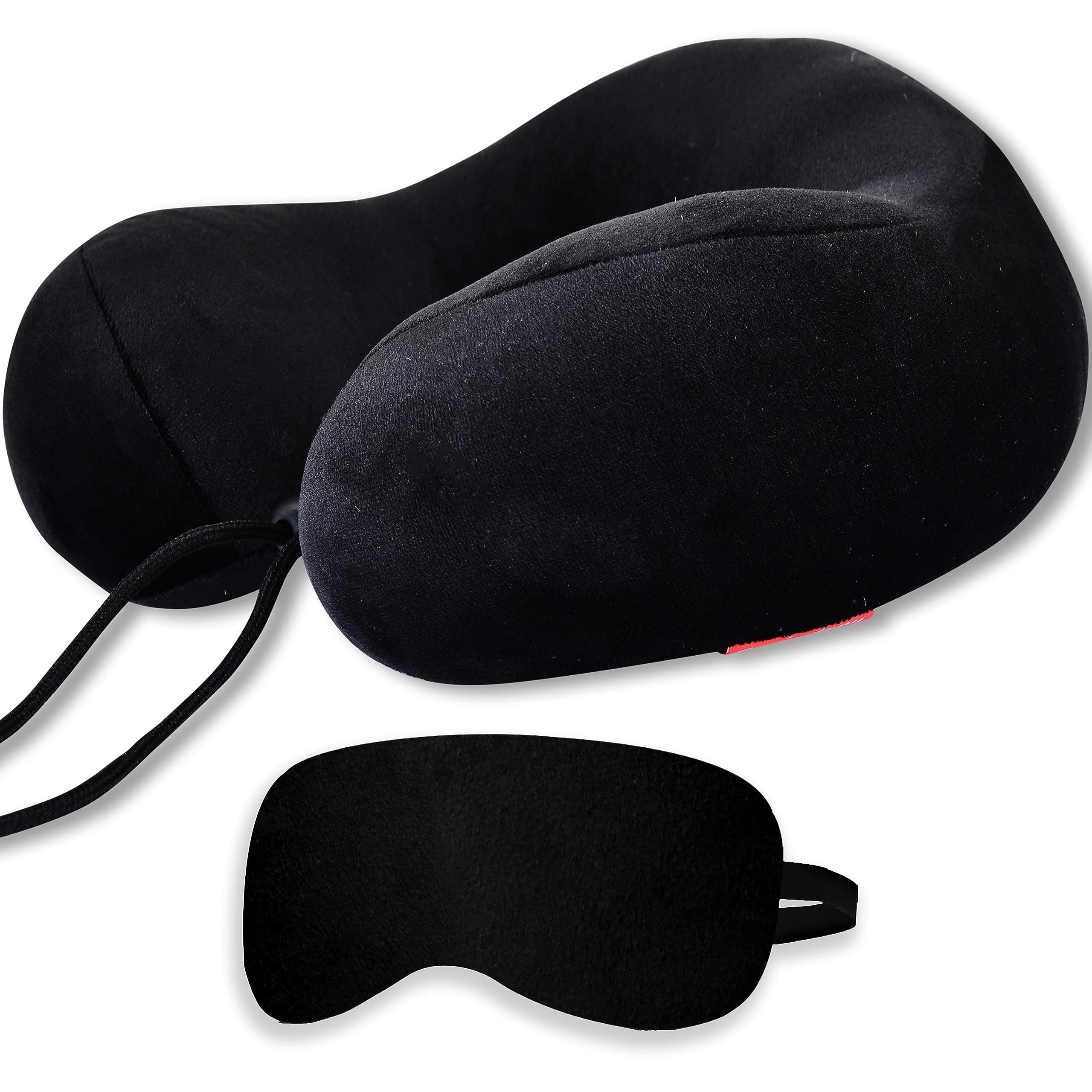 Trajectory Polyester Travel Neck Pillow With Sleeping Eye Mask Combo With 5 Years Warranty For Travel In Flight Car Train Airplane For Sleeping And Orthopedic Cervical Pain For Men And Women Black