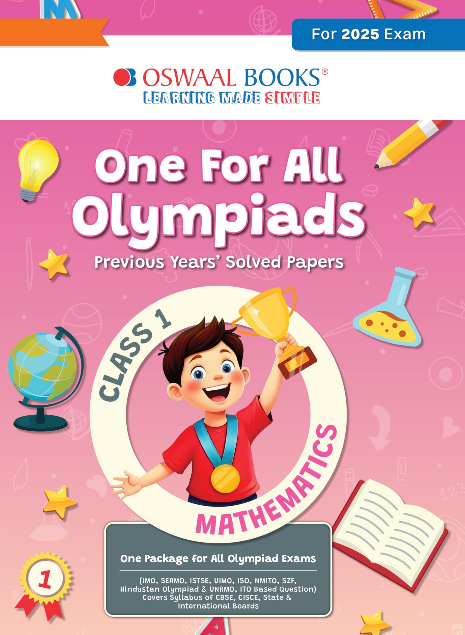 Oswaal One for All Olympiads Chapter-wise Previous Years' Solved Papers, Prep-Guide Class 1 Mathematics For 2025 Exam