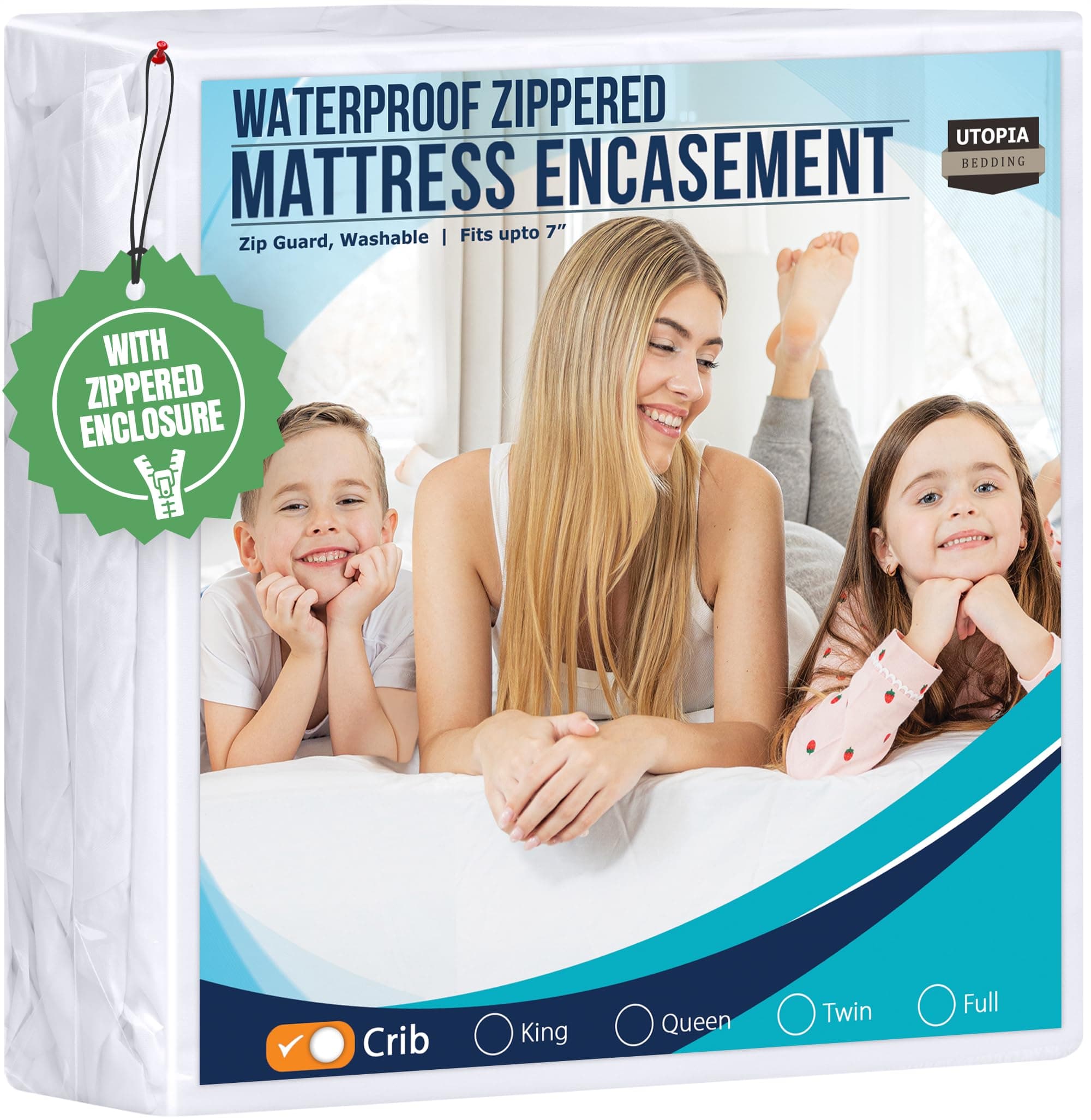 Mattress Protector Zippered Crib Size, 100% Waterproof Bed Bug and Dust Mite Proof Mattress Encasement, Absorbent 6 Sided Mattress Cover