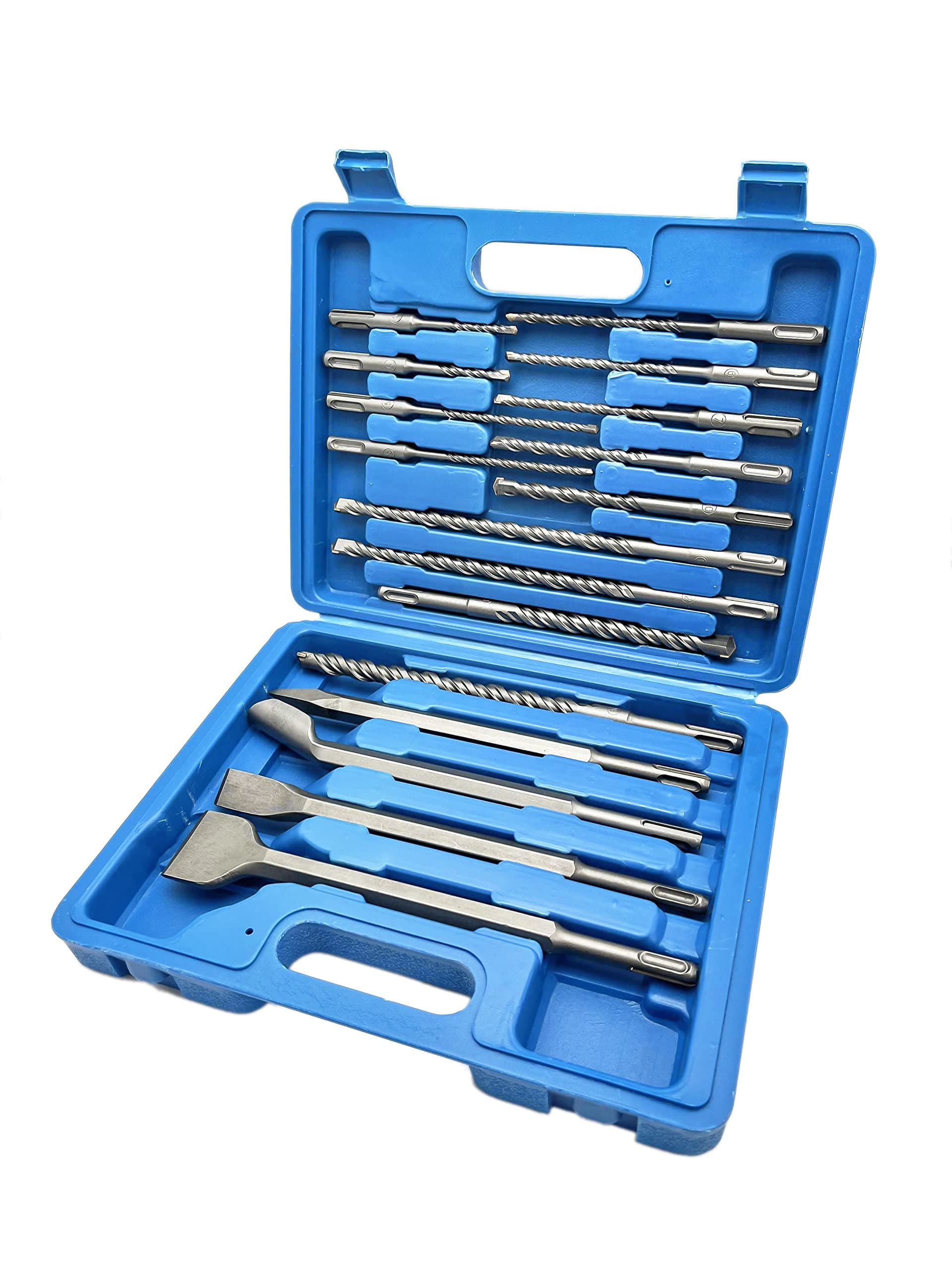 Rotary Hammer Drill Bits Set & Chisels- SDS Plus Concrete Masonry Hole Tool 17pcs with Storage Case - by CORTOOL