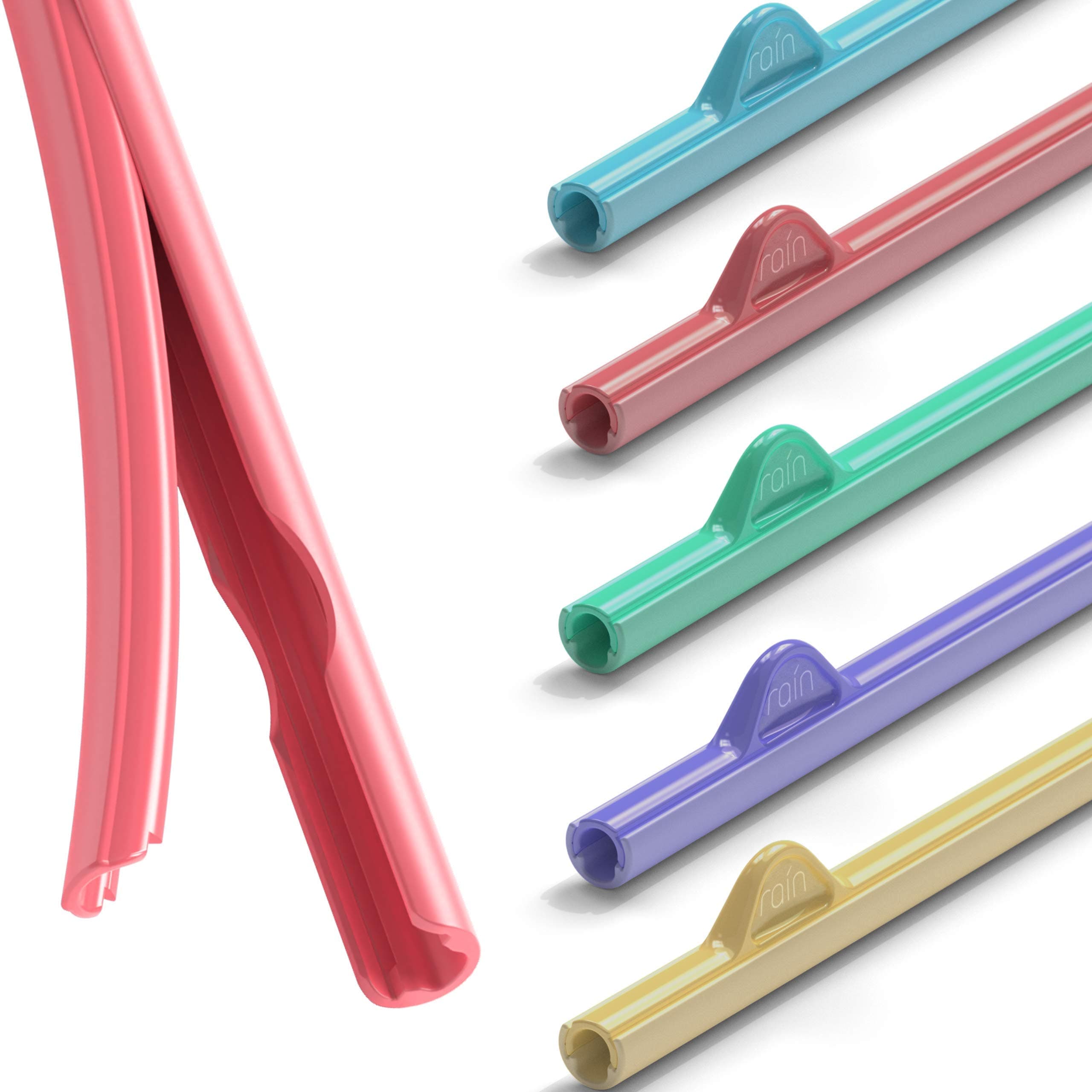 Rain Straw - Easy Clean Reusable Drinking Plastic long Straws That Snap Open for Easy Cleaning - No Cleaning Brush or Cleaner Needed - Eco Friendly BPA Free 10.5", for Tumbler (Bright, 5 Pack)