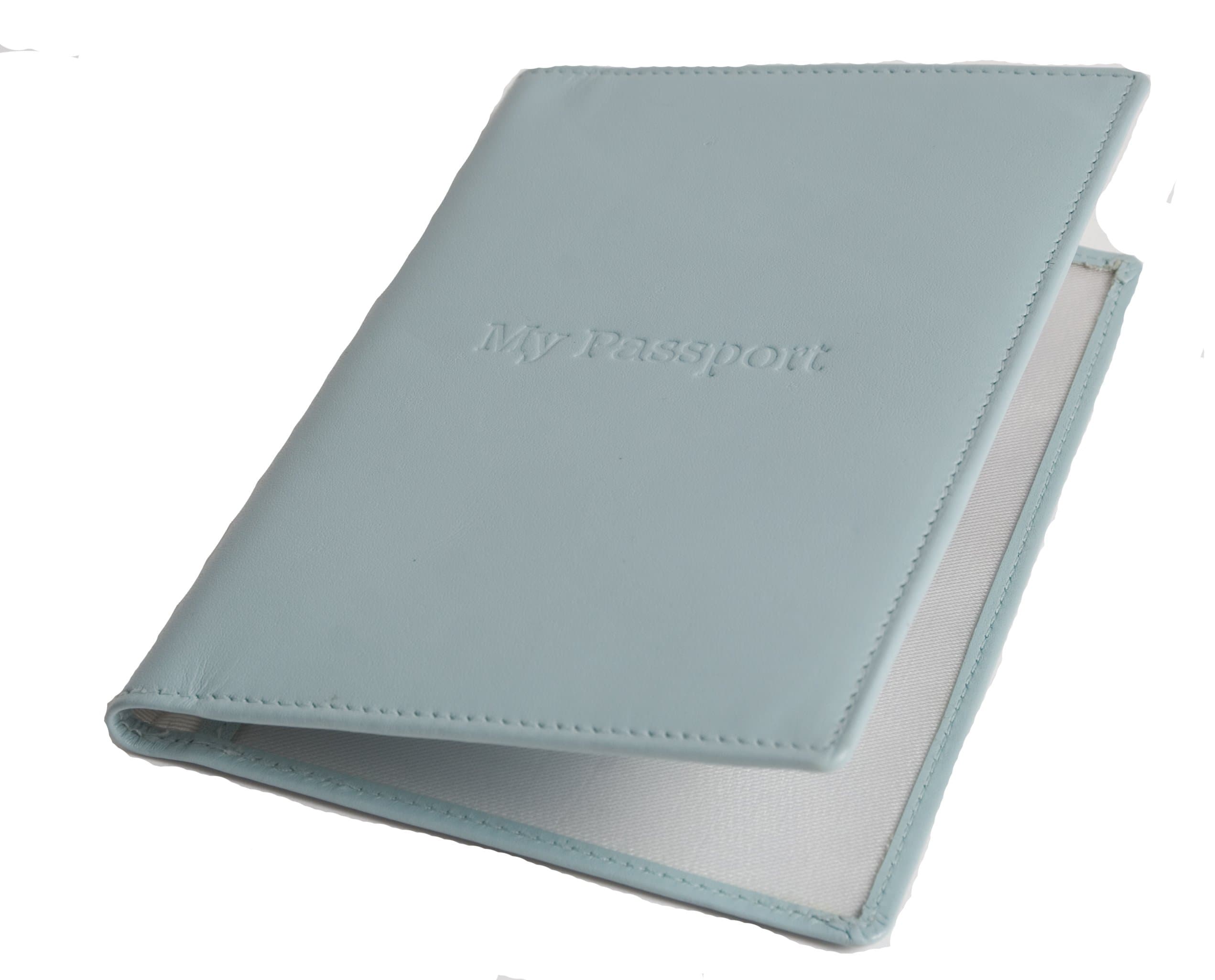 Leather Passport Cover- Pale Blue