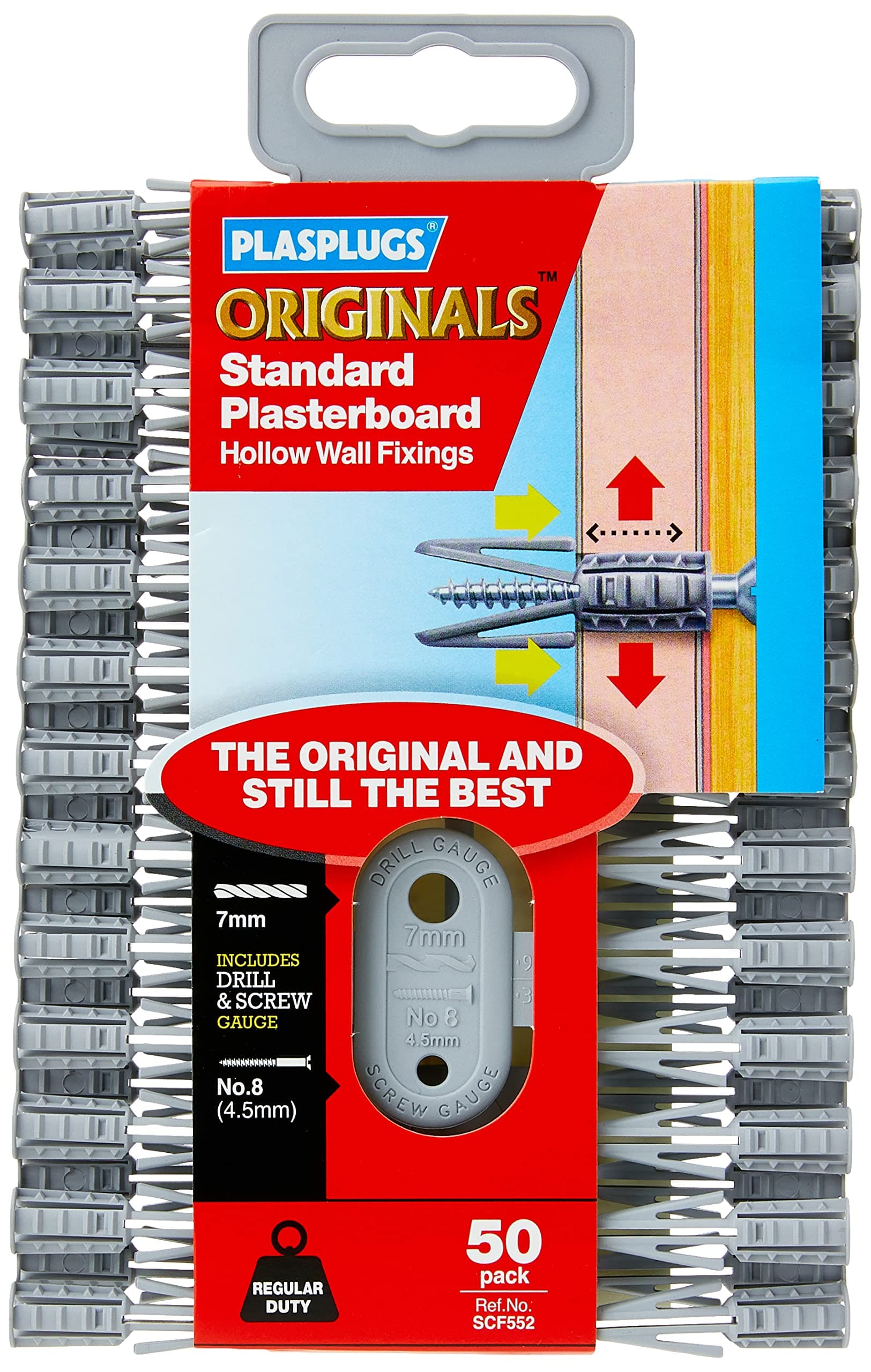 Plasplug SCF552 Plasterboard Fixings Value Pack includes 50 Fixing