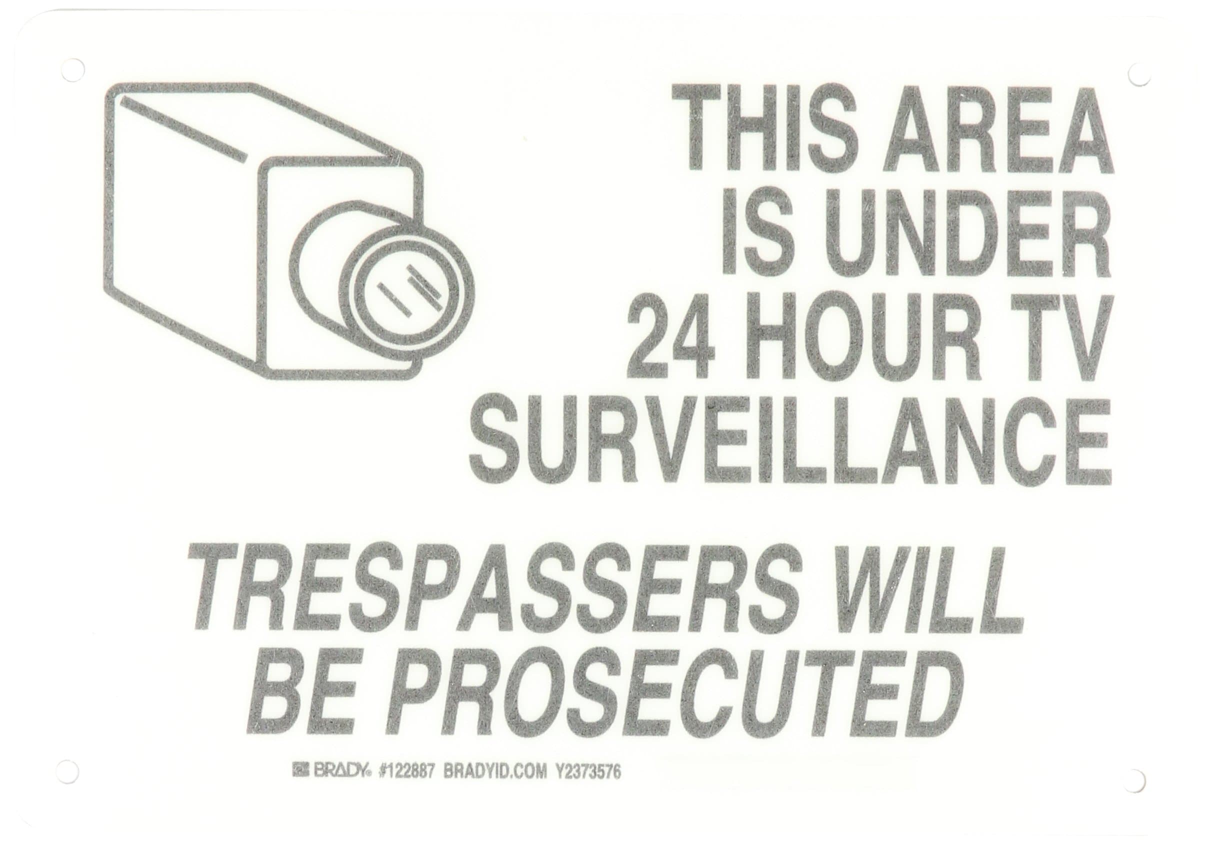 Brady122887 Security Sign, 7" Height x 10" Width, Black on White