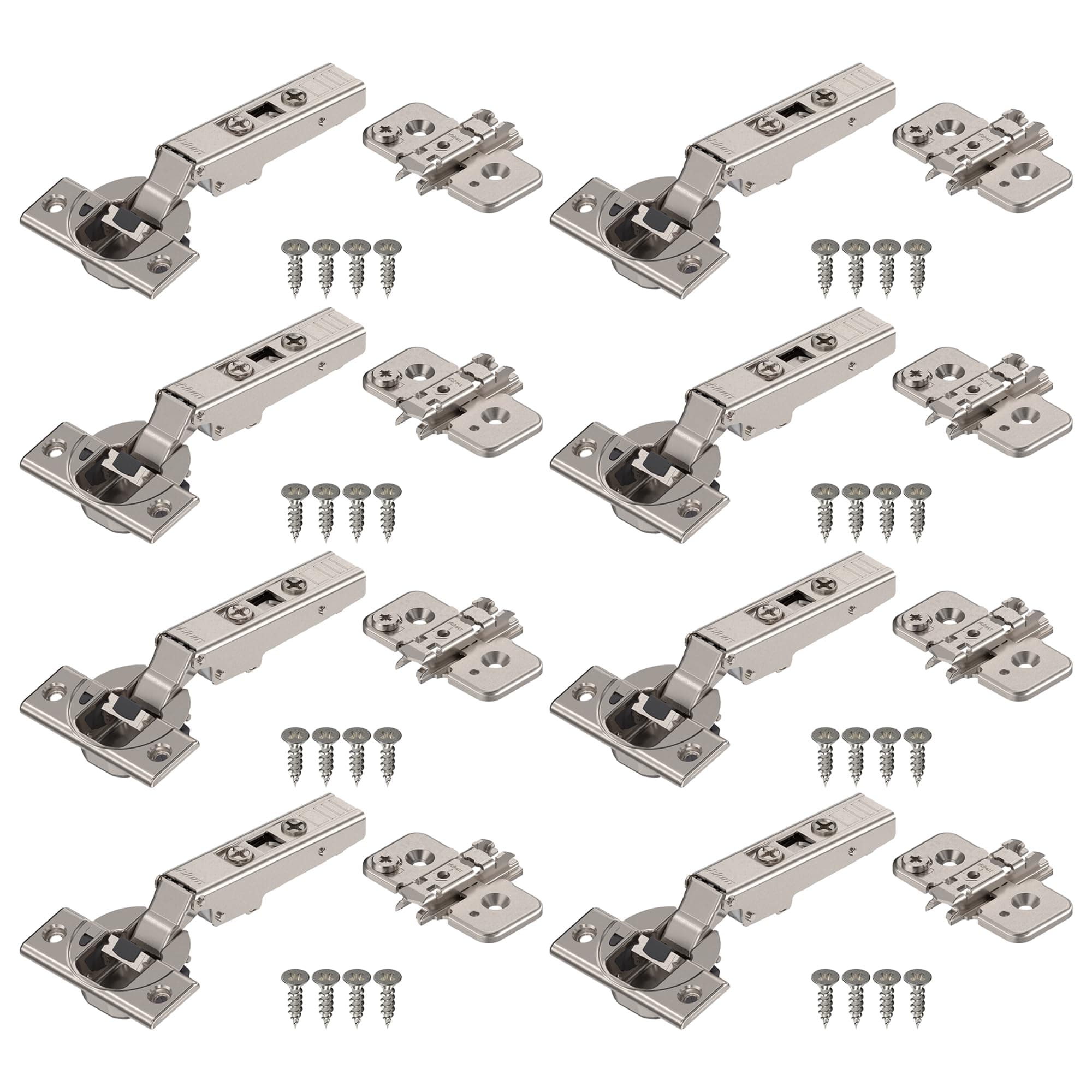 110 Degree Soft Close Hinges - Full Overlay Soft Close Frameless Application kit Pack of 8