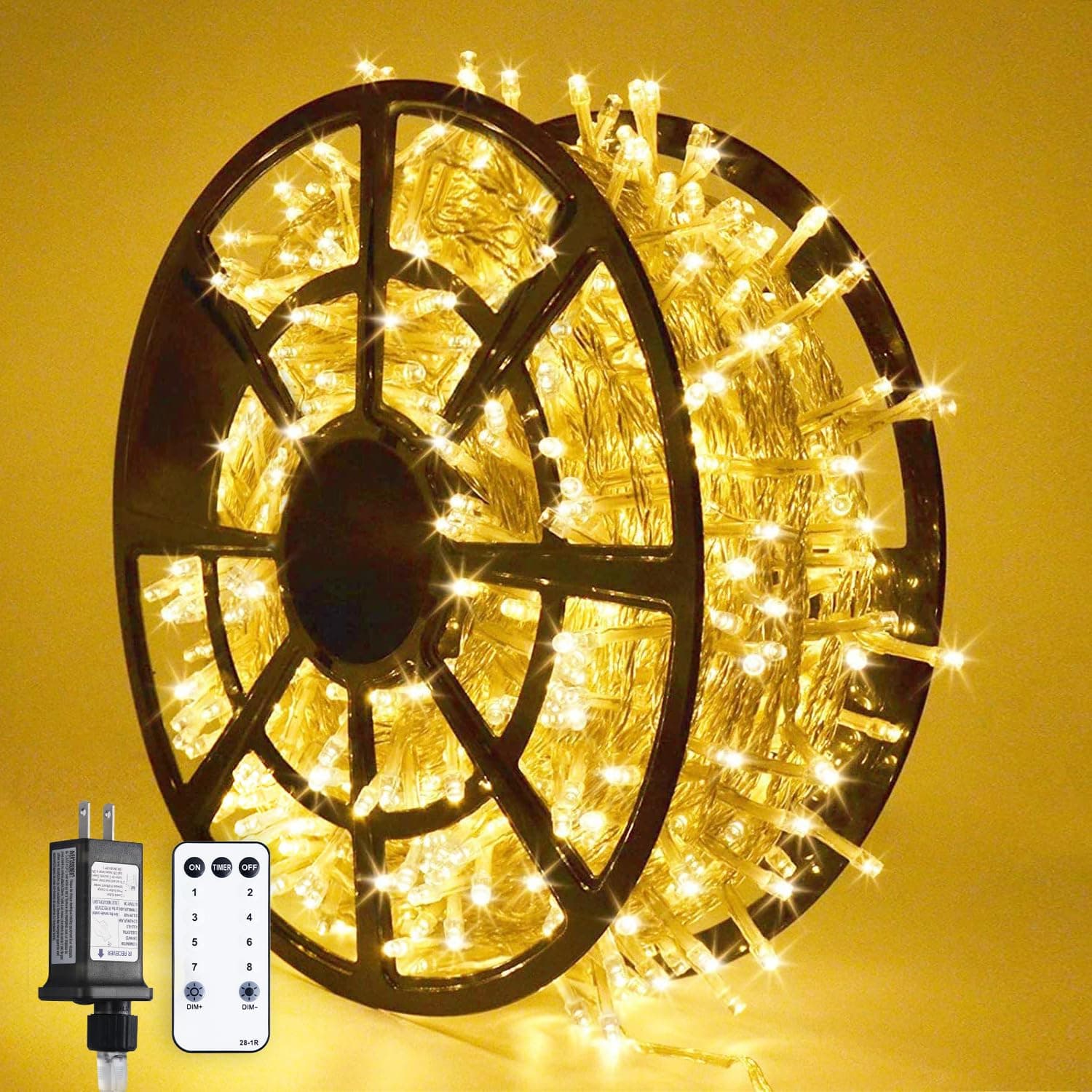 JMEXSUSS 1000 LED Warm White Christmas String Lights with Remote, 8 Modes Plug-in for Indoor Outdoor Bedroom Garden Yards Thanksgiving Party Holiday Wedding Decor
