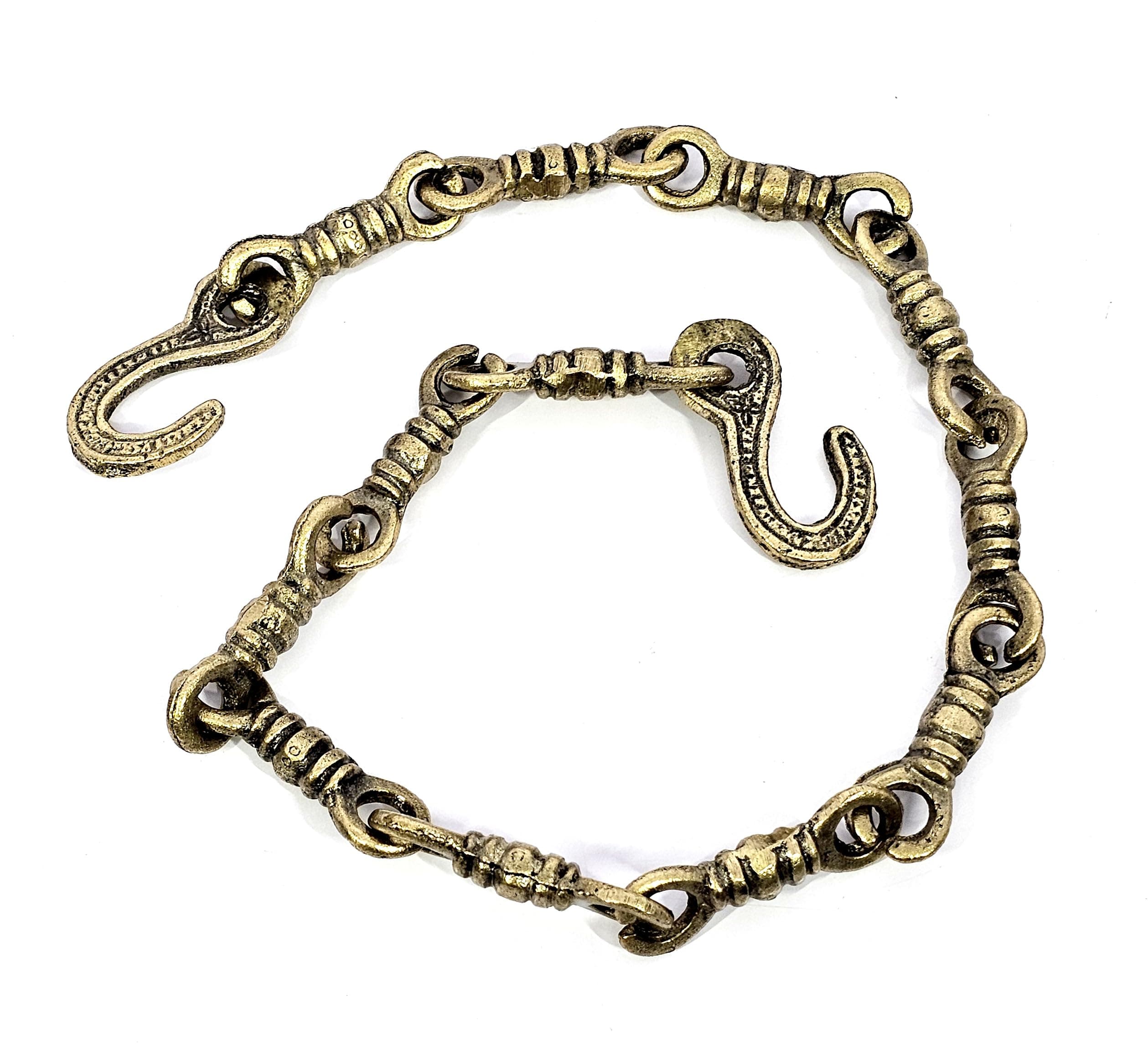 ESPLANADE Brass Chain with Hooks for Hanging Bell Diya Deepak Bells - Length 2 Feet (24" Inches) - Golden (‎Brass/Chain/2-Feet) (2-Feet)