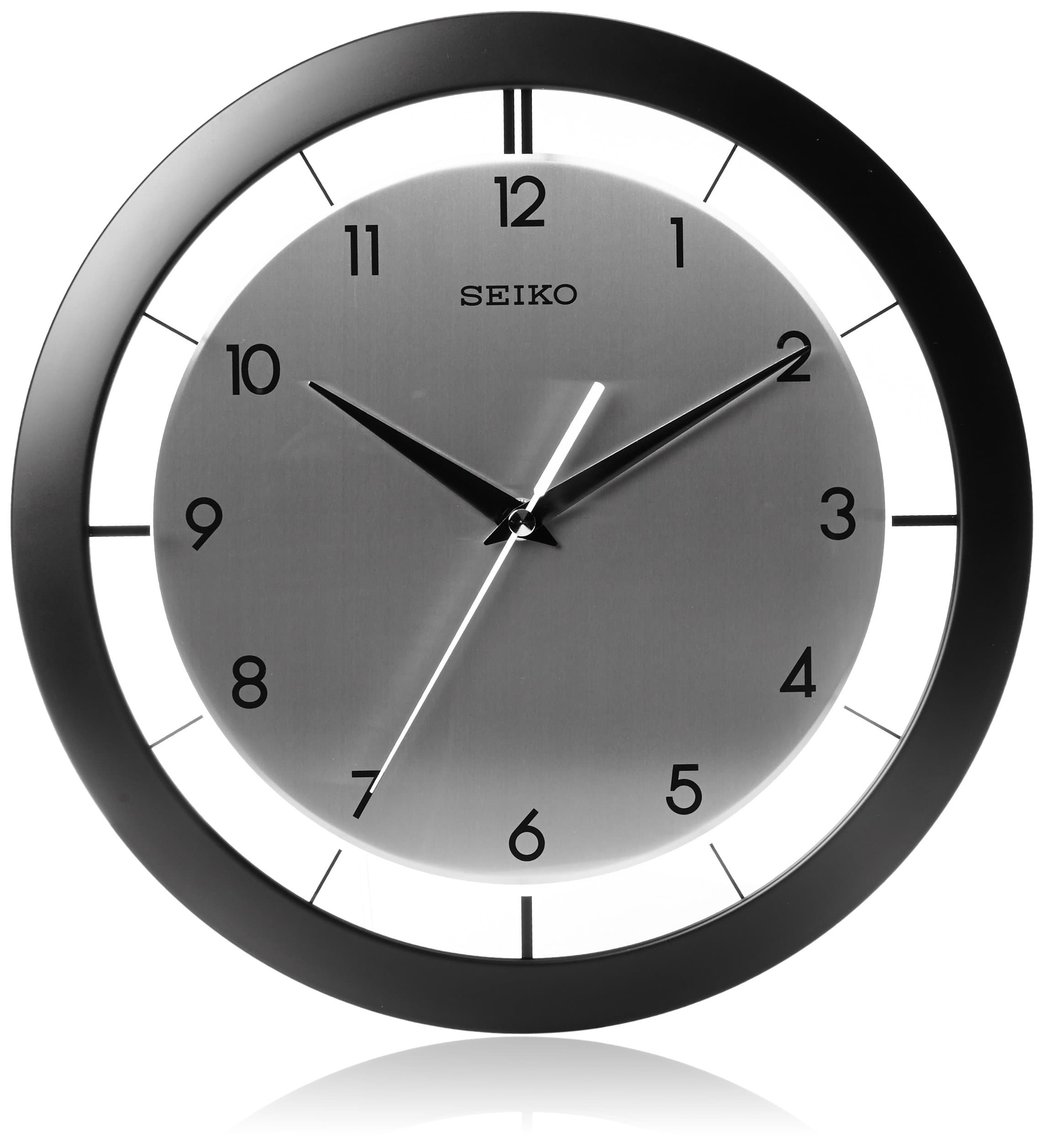 Seiko 11" Brushed Metal Wall Clock,Black