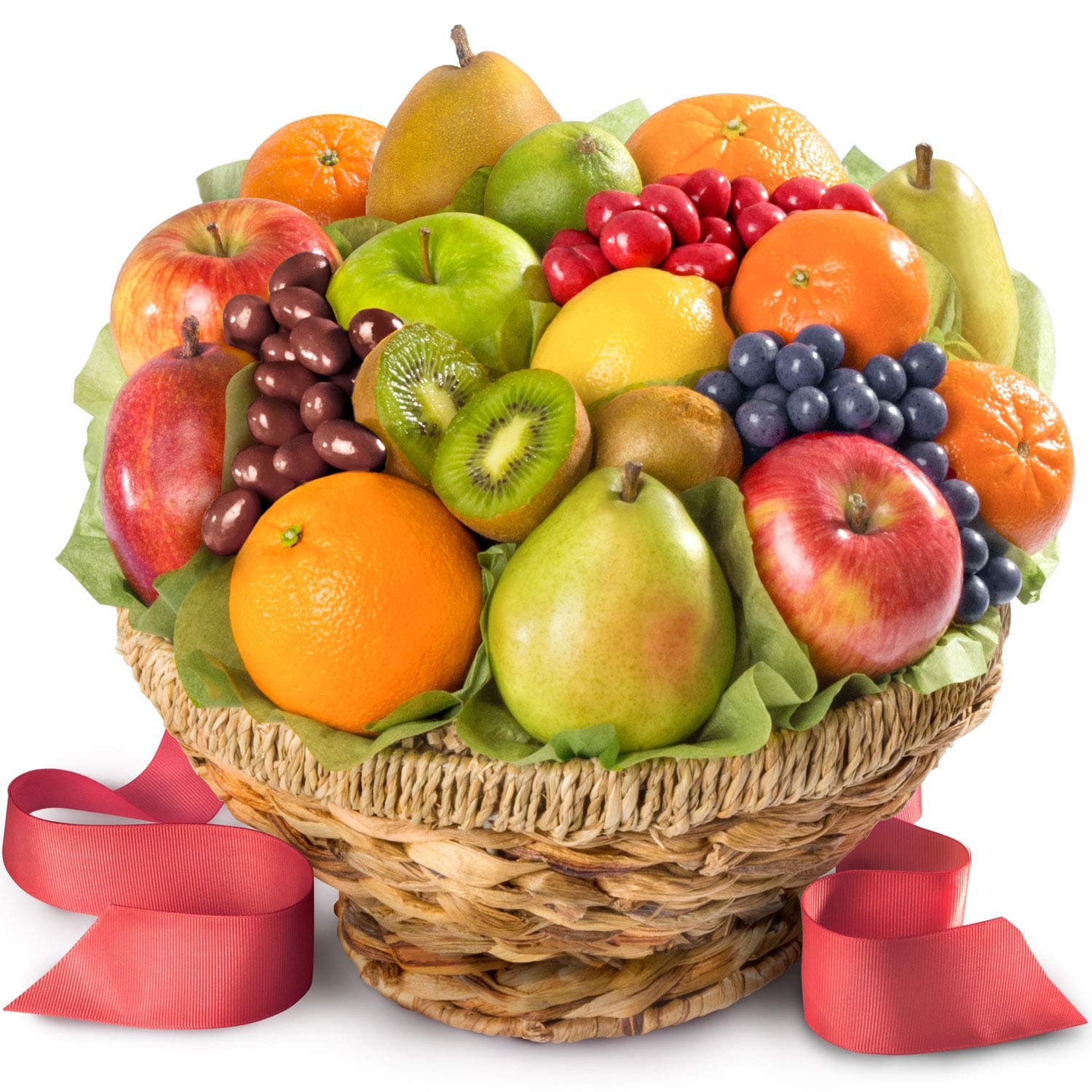 Fresh Fruit and Gourmet Chocolates in Keepsake Basket