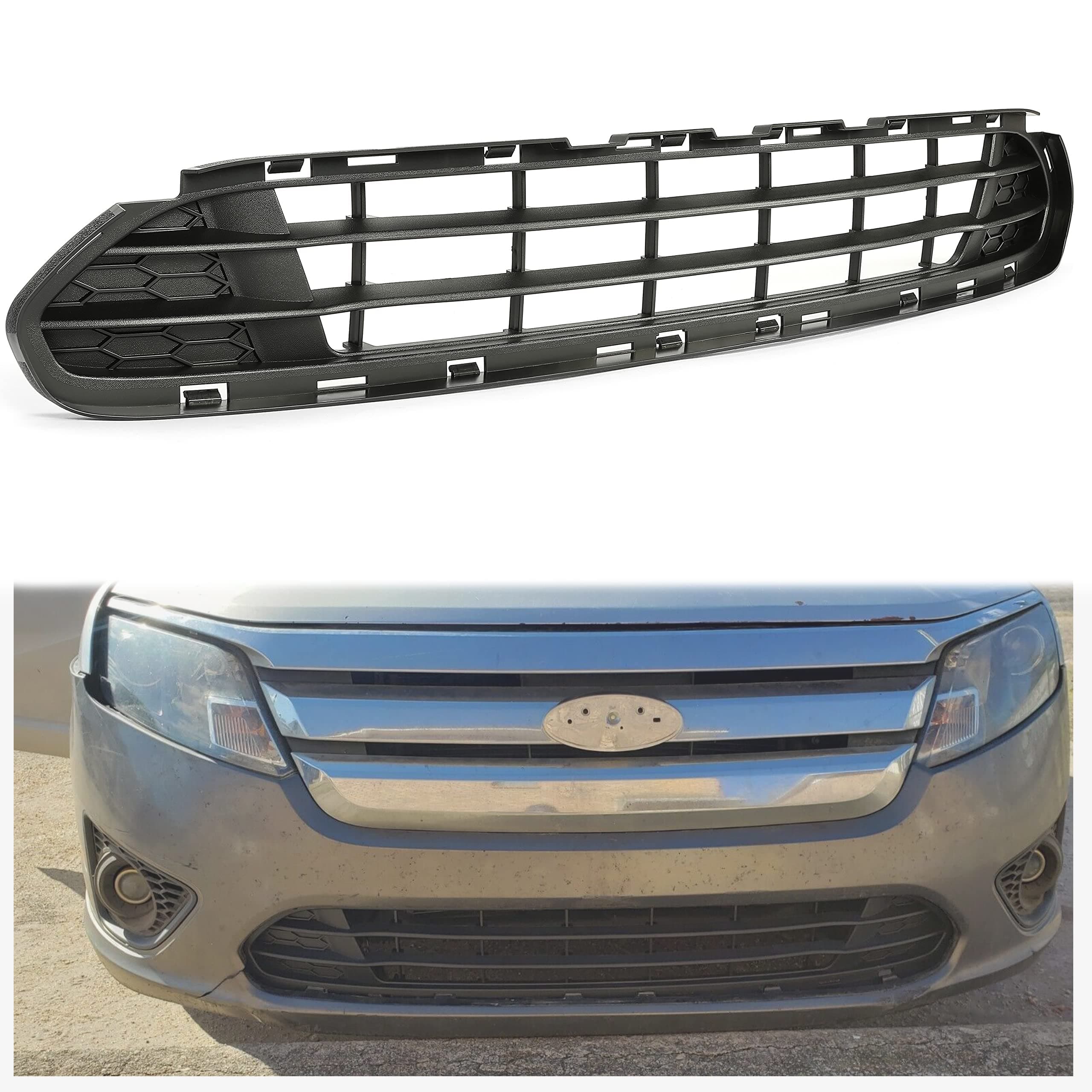 Front Bumper Lower Grille Compatible with 2010-2012 Ford Fusion Hybrid & S & SE & SEL & Sport Center Bumper Grill Cover Replacement for AE5Z8200DA/ FO1036127/ FO1036127C