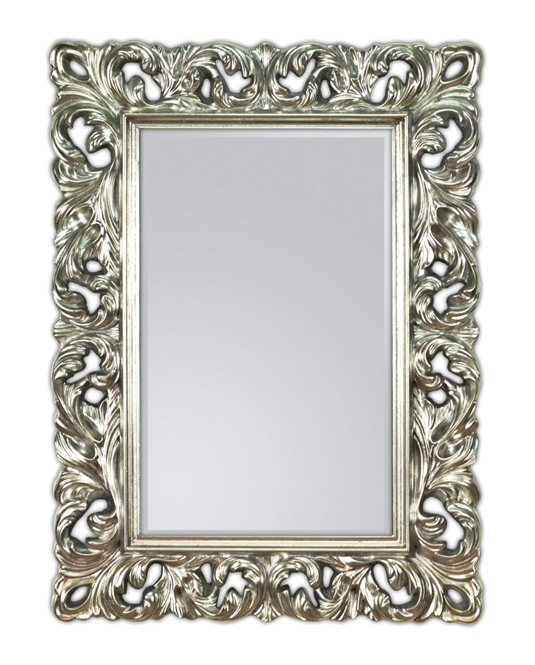 Lnxp Wall Mirror Silver Antique Baroque Rococo 85 x 62 cm Florenna