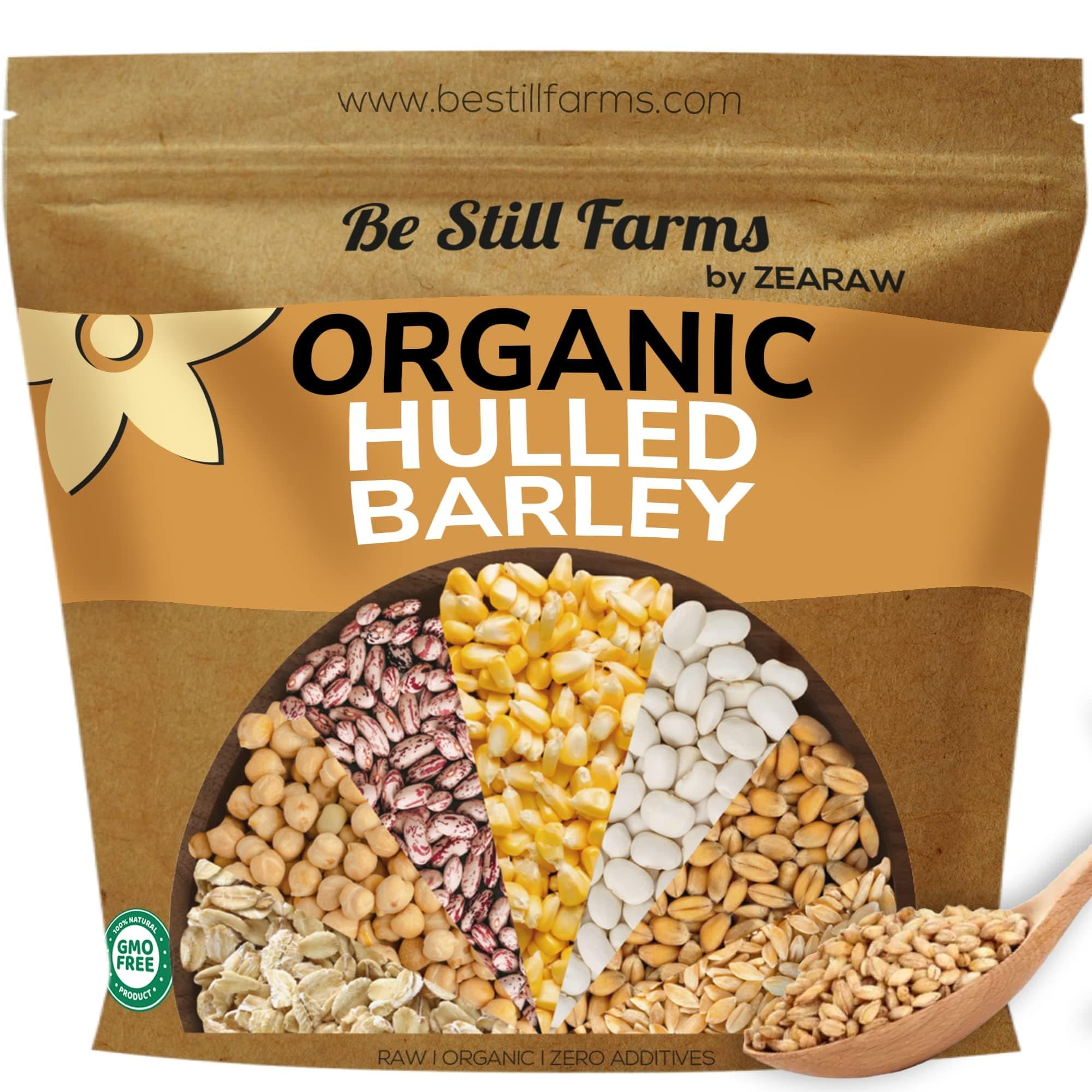 Be Still Farms Organic Hulled Barley Grain (2.8lb) - Whole Barley Groat Seed Bulk - Great for Soup, Flour, Cereal, Home Brewing, Grinding - High in Fiber | USDA Certified | Vegan | Non-GMO
