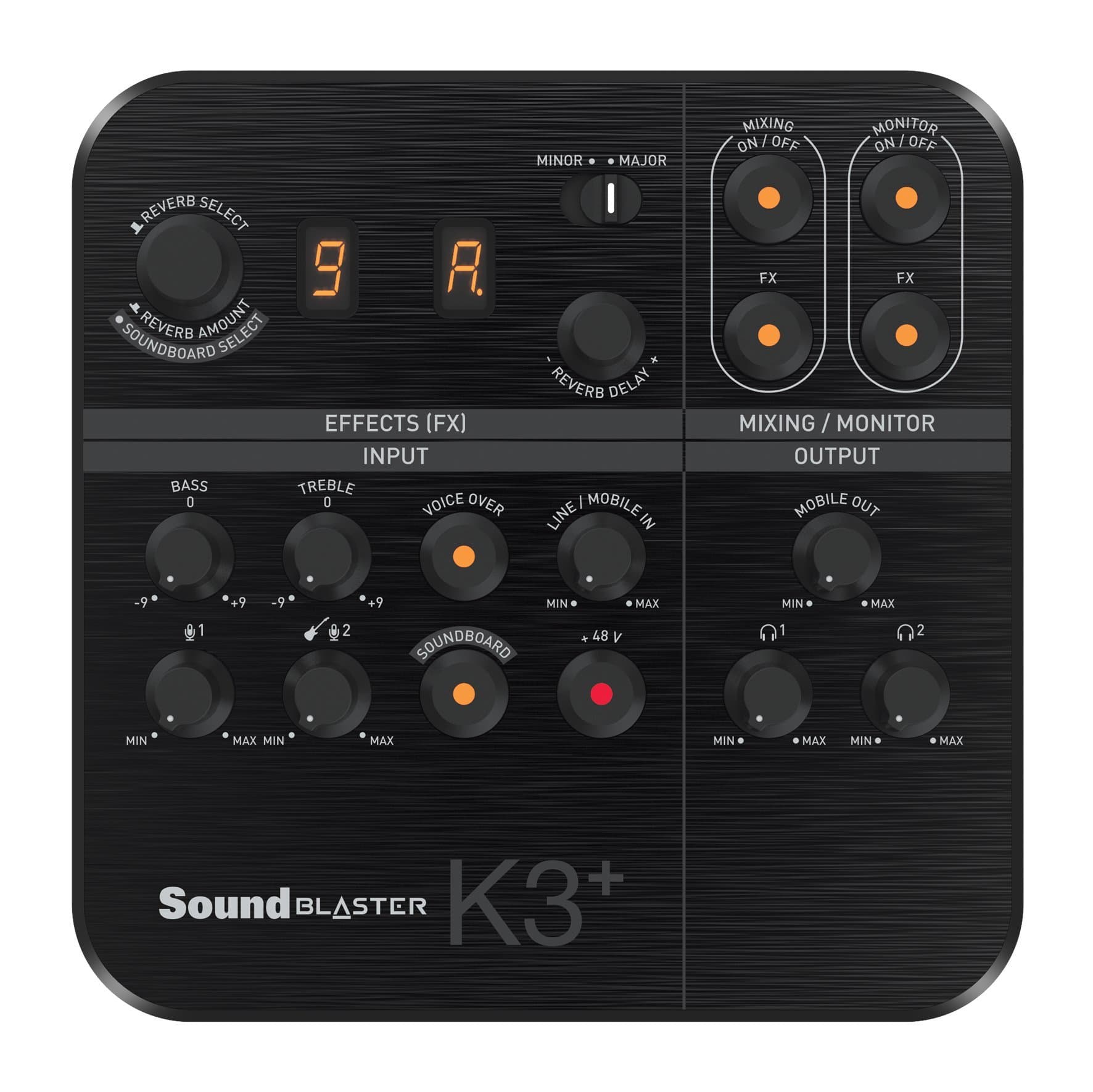 Creative Sound Blaster K3+ USB Powered 2 Channel Digital Mixer AMP/DAC/, Digital Effects XLR Inputs with Phantom Power/TRS/Z Line Inputs