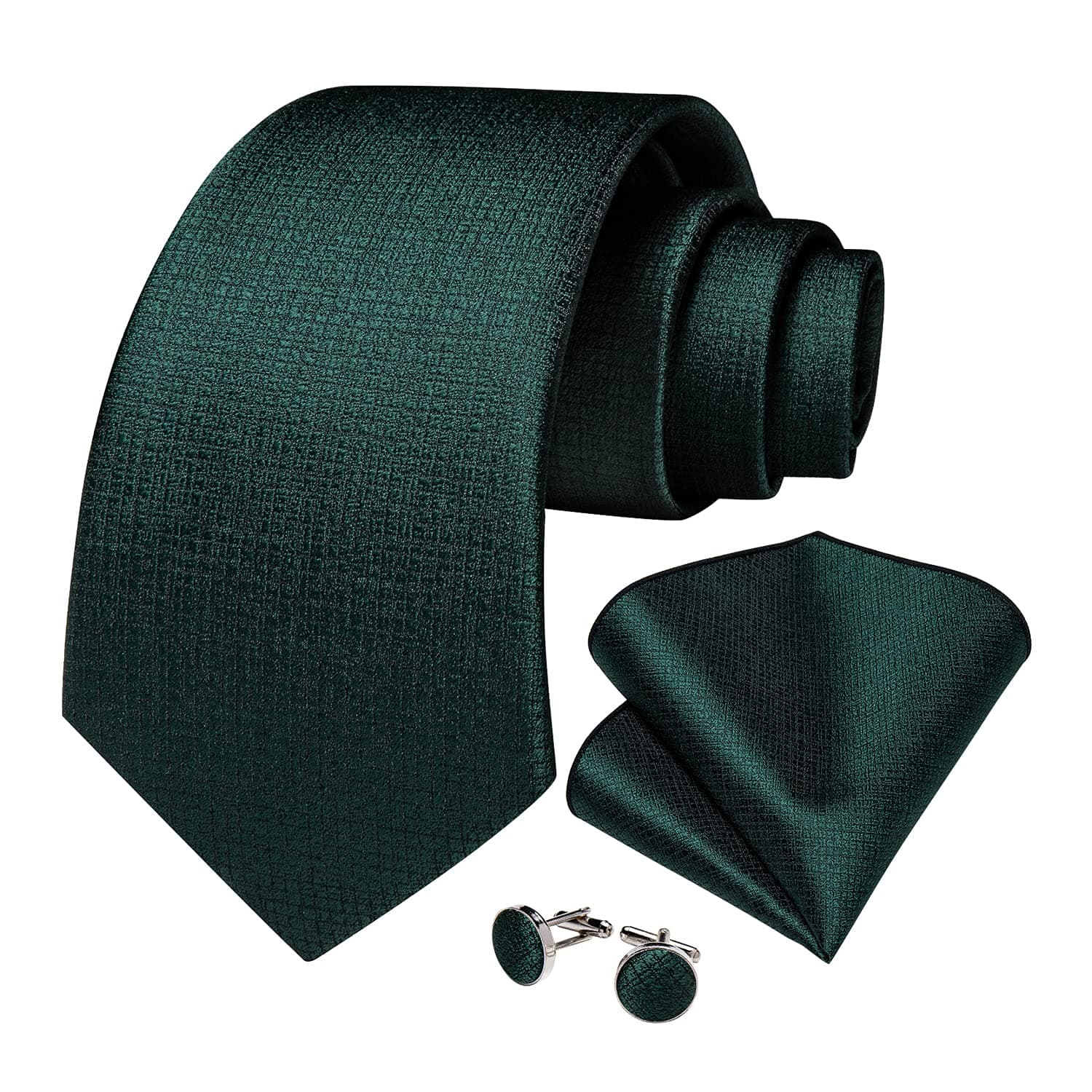 DiBanGu Mens Solid Color Tie and Pocket Square Set Woven Silk Plain Necktie & Handkerchief for Men Wedding Party Formal