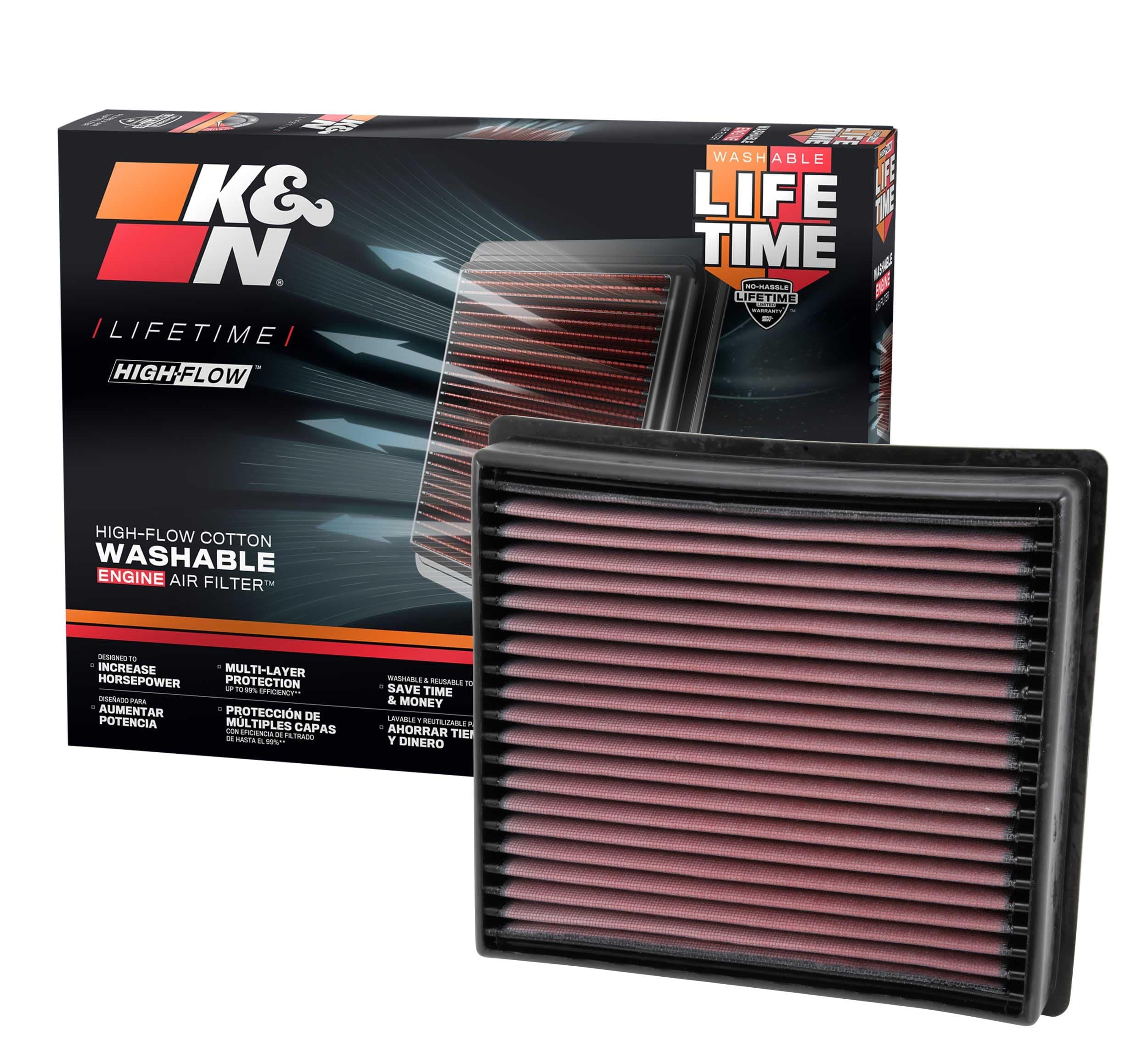 Performance Diesel High-Flow Lifetime Engine Air Filter: Increase Power: Premium, Washable: Compatible with 2013-2024 RAM: 2500, 3500, 4500, 5500, 33-5005