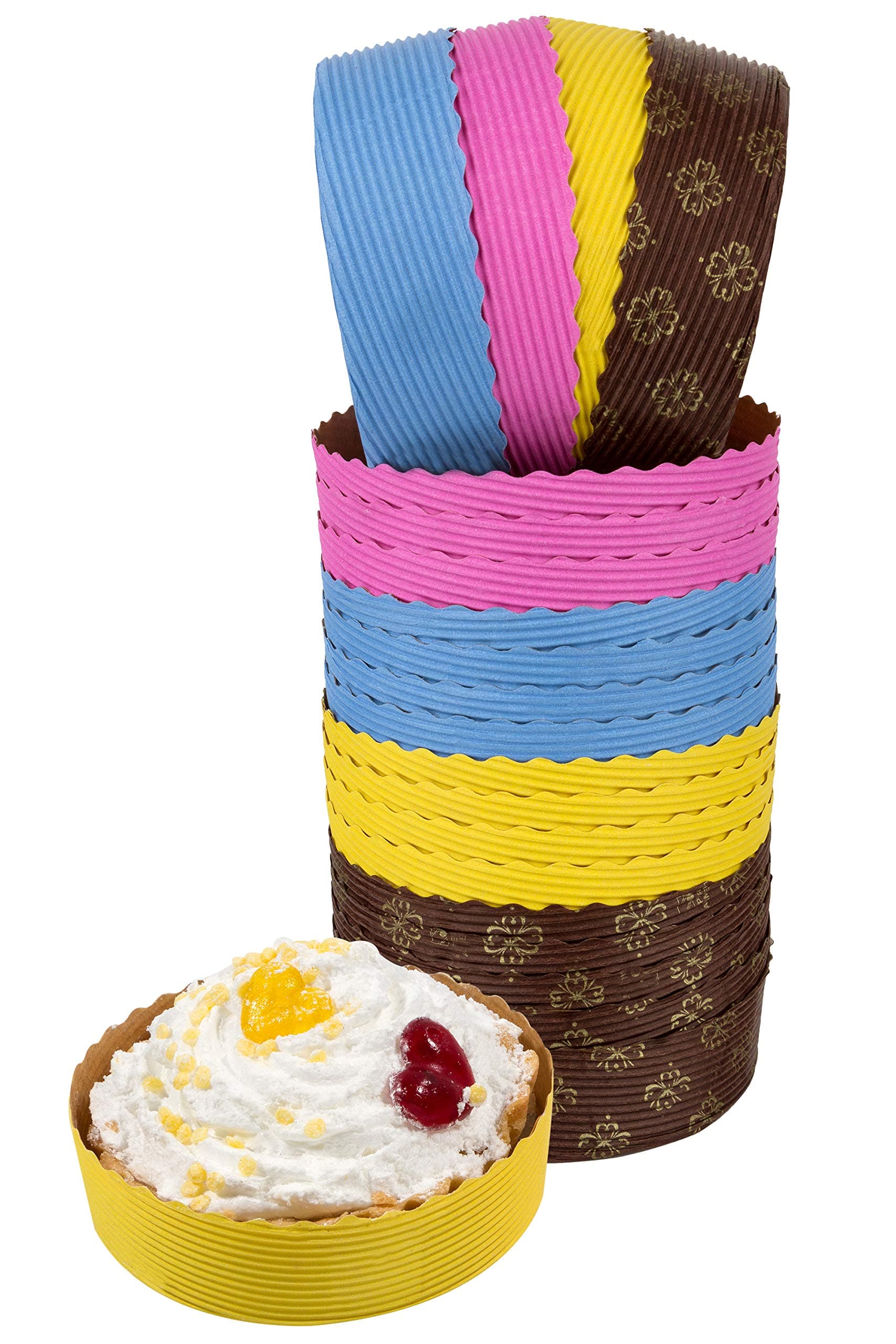 Mini Tart Pan, 25 Mini Pie Pans Brown for Small Tart Cake, 4x1 Size Disposable Baking Pans by PETANI (25, Multi)