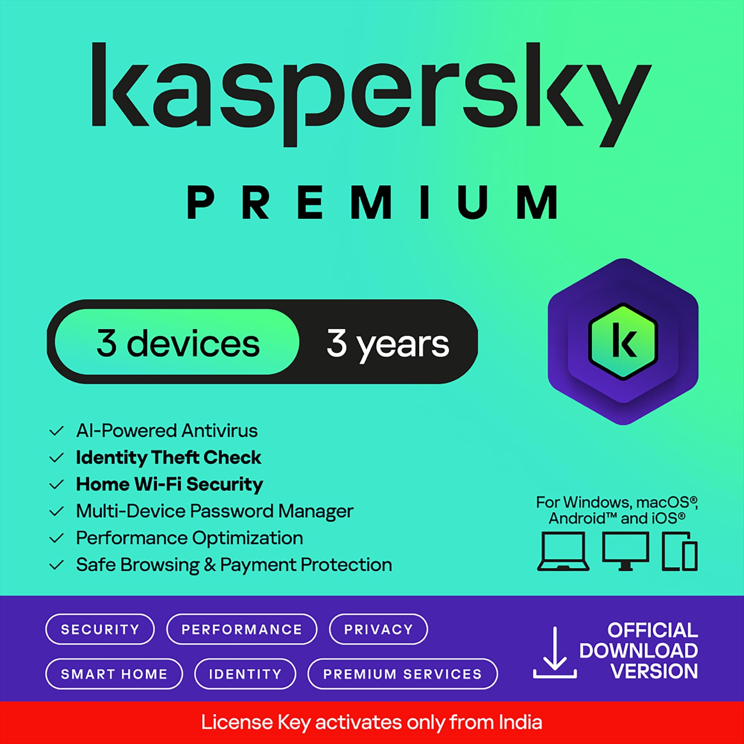 Kaspersky | Premium Security | 3 Users | 3 Years | Email Delivery in 1 Hour