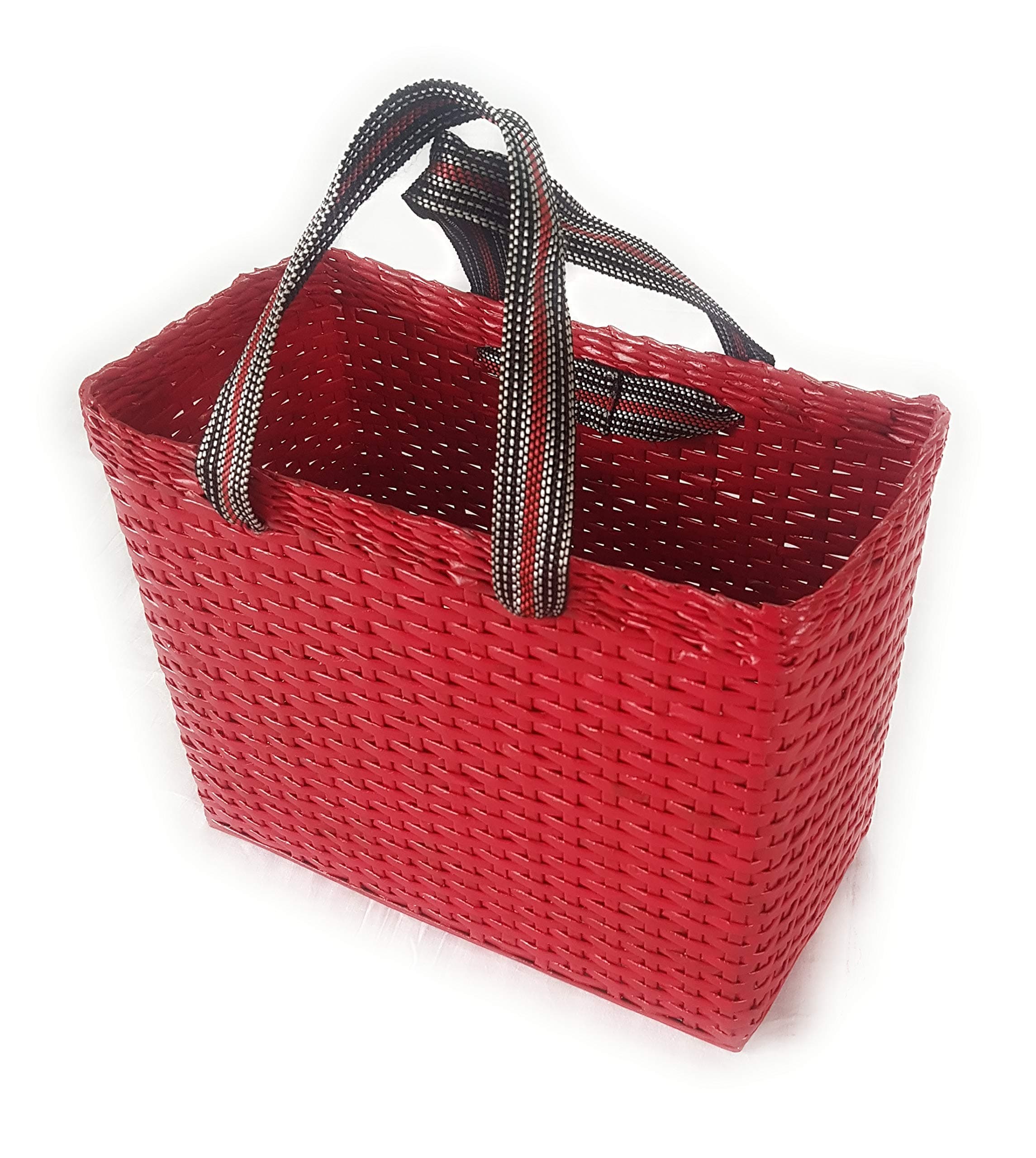 Paperus, Rectangular, Red, Large, Picnic Basket, Lunch Bag, Tiffin Basket for office, Carry Bag for Lunch Box & Bottles, Eco-Friendly, Handmade, Height 11 Length 14 & 7 Inch Wide Base