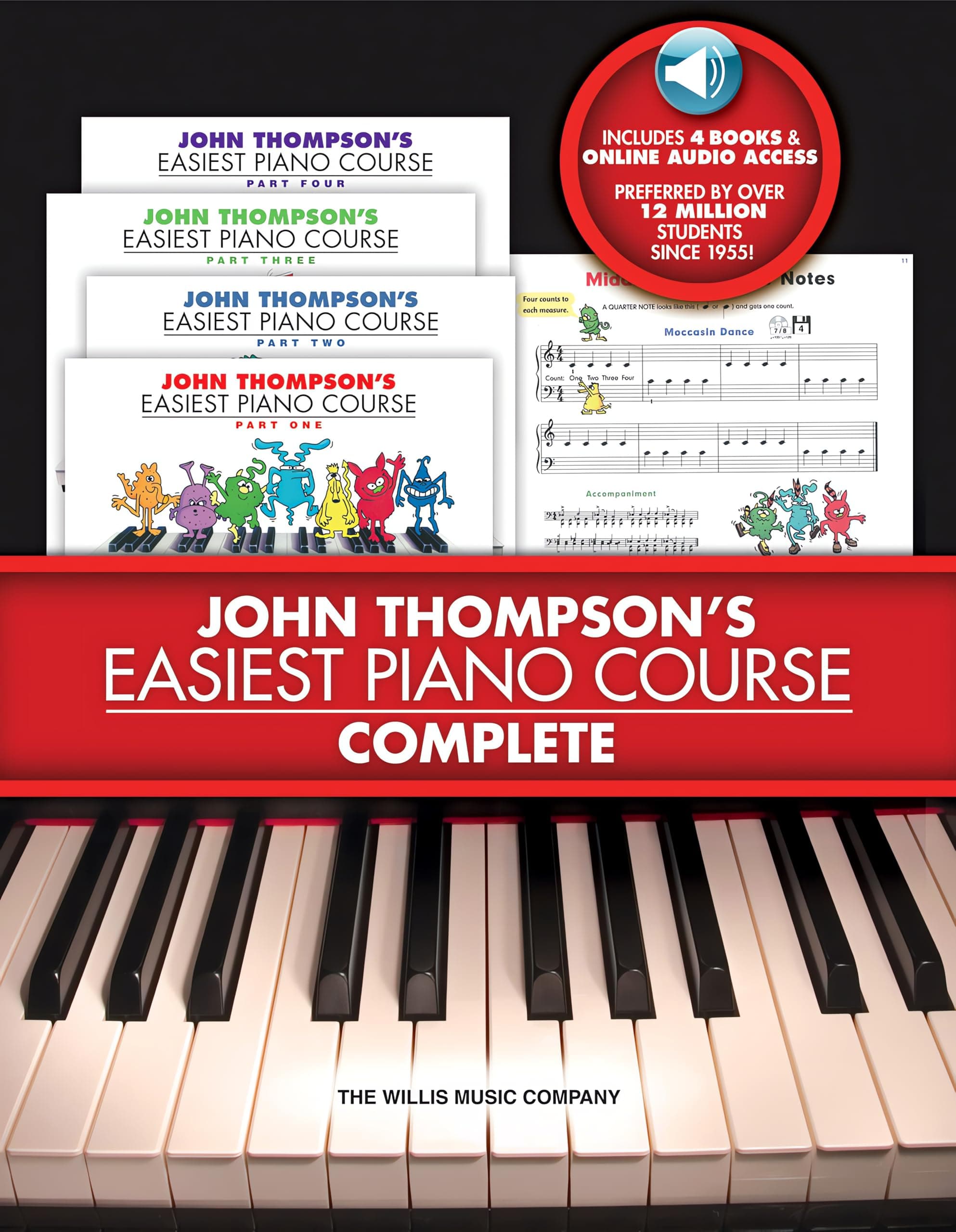 John Thompson's Easiest Piano Course Complete | 4-Book Boxed Set with Online Audio | Step-by-Step Piano Lessons for Beginners
