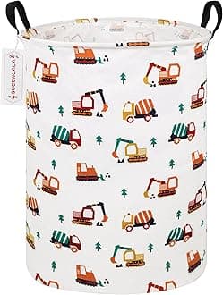 QUEENLALA Rectangular Laundry Hamper/Foldable Nursery Laundry Basket for Organizing/Storage Bin Baskets/Children Toy Office Bedroom/Toy Bin Closet Shelf Baskets (Round-Excavator