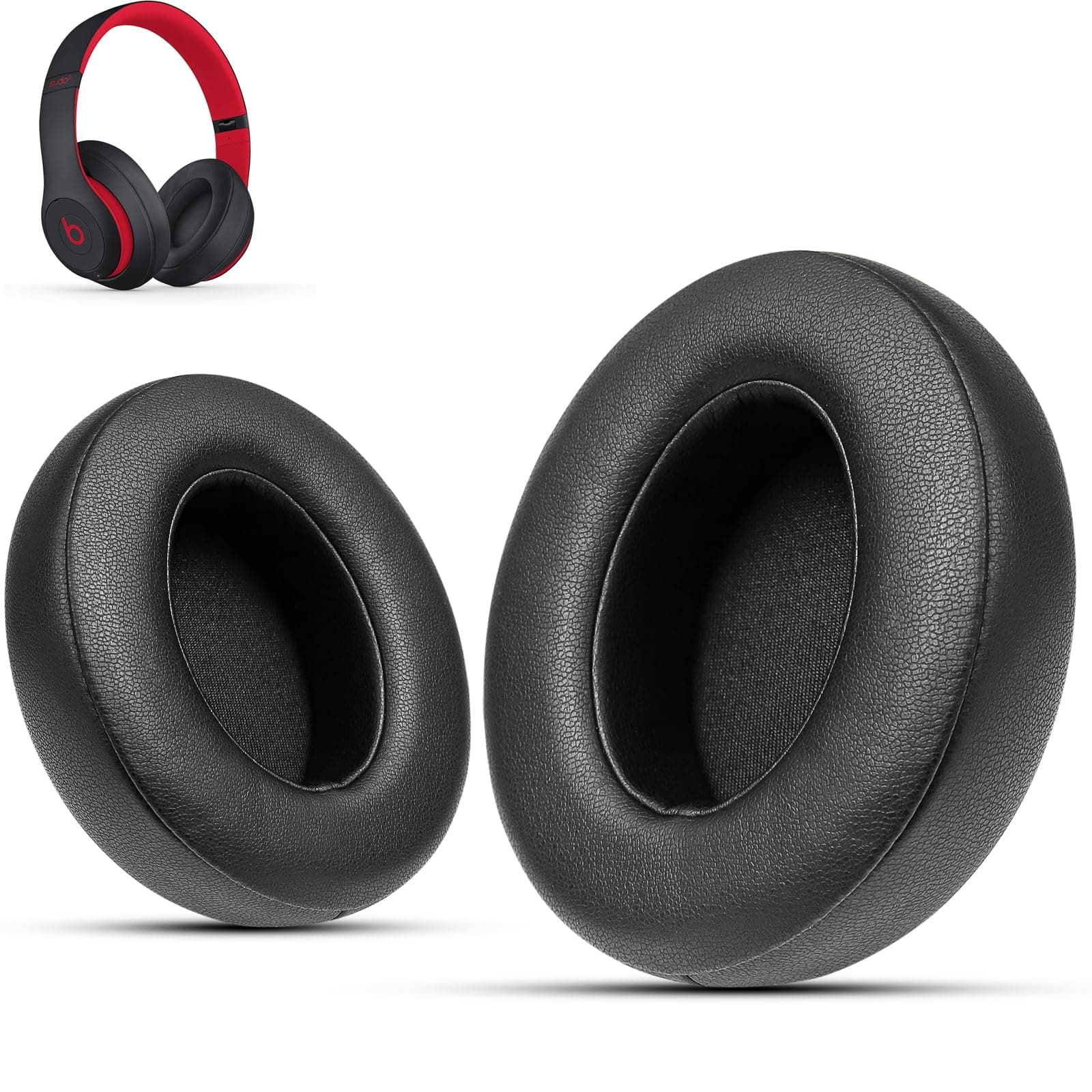 Krone Kalpasmos Replacement Ear Pads for Beats Studio 3, Ear Cushions Compatible with Beats Studio 2 & 3 Wired/Wireless/Model B0501 B0500 Headphone, Protein Leather & Memory Foam, Black