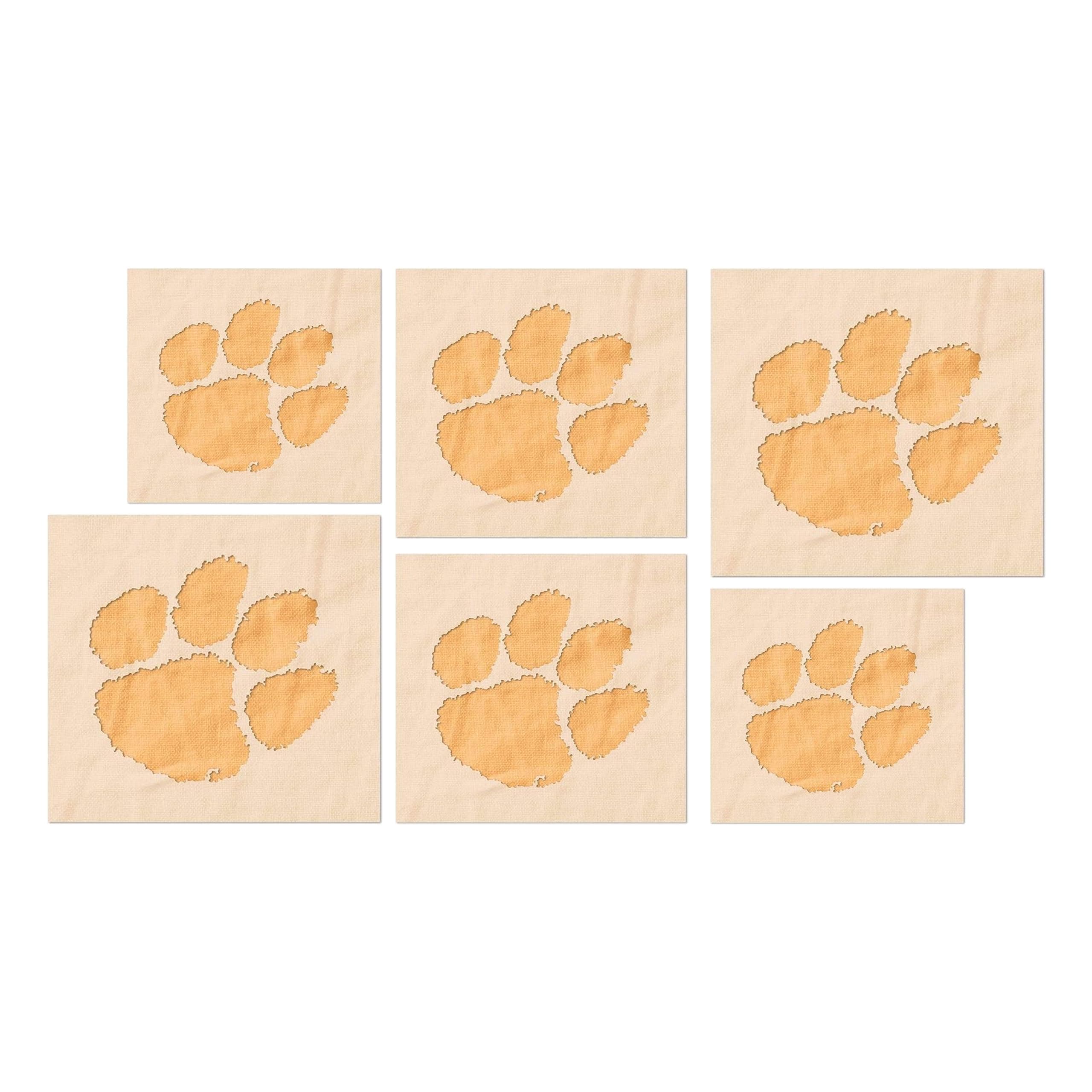 Stencil StopClemson Tigers Paw Stencil Set – 6 Pack, Two Each in 2, 3, and 4 Inches – Officially Licensed Reusable Stencils for Face Painting, Scrapbooking, and DIY Crafts – Durable Plastic for Art and Home Decor