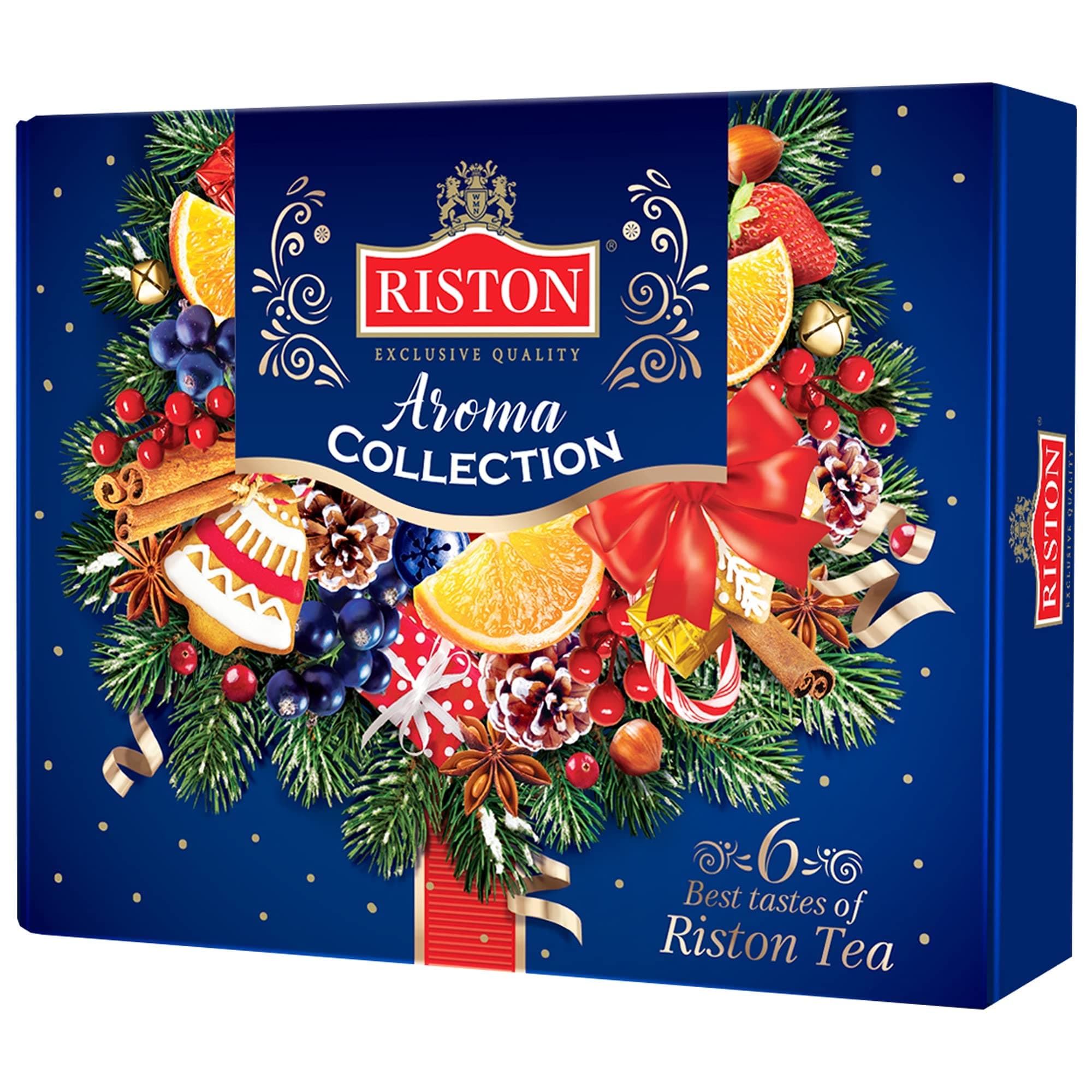 Riston Assorted Tea Sampler 6 Distinct Flavors, Hot Tea Variety Pack and Tea Gift Box with Green Exotic, Passion Island, Hibiscus Tea, Sweet Berries, Earl Grey and English Breakfast Tea Pack of 30