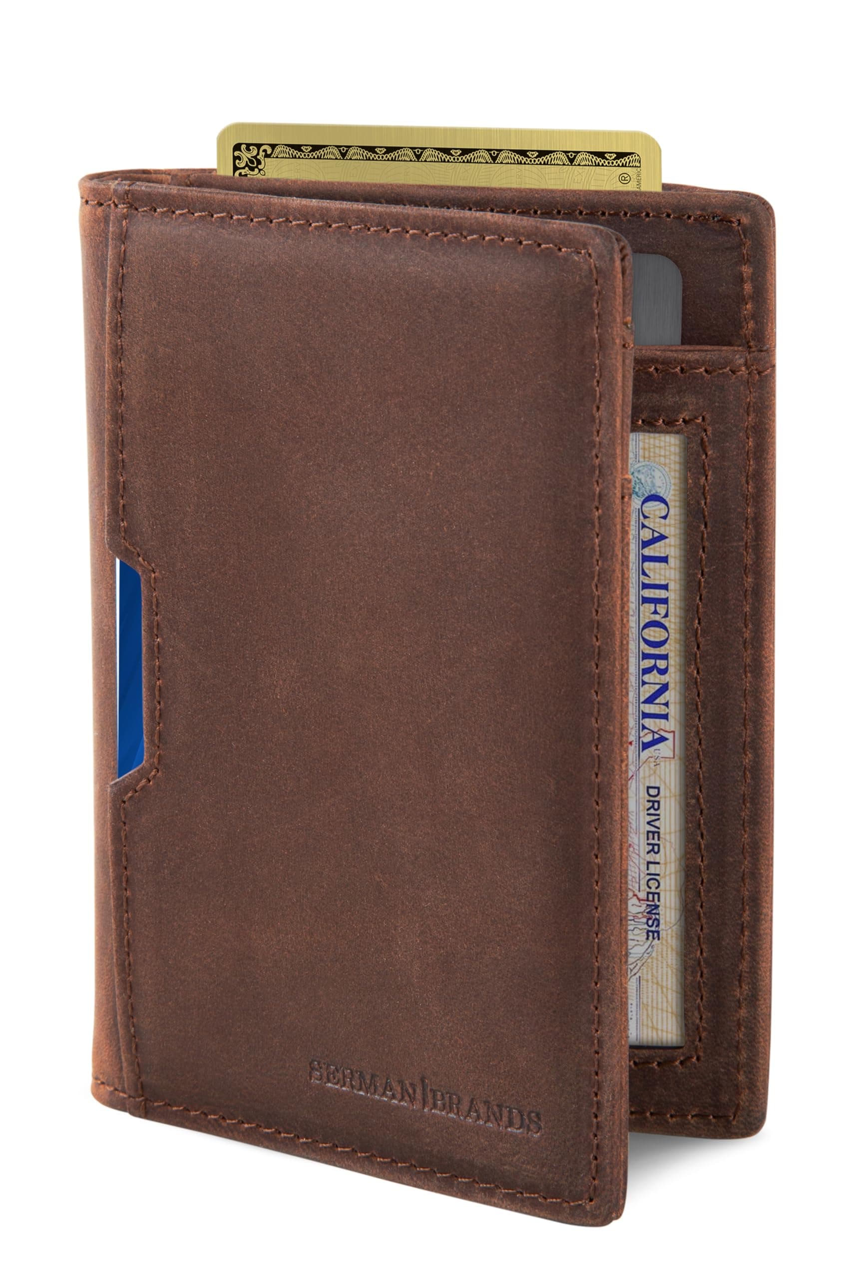 SERMAN BRANDS - Wallets for Men Slim Mens Leather RFID Blocking Minimalist Card Front Pocket Bifold Travel Thin