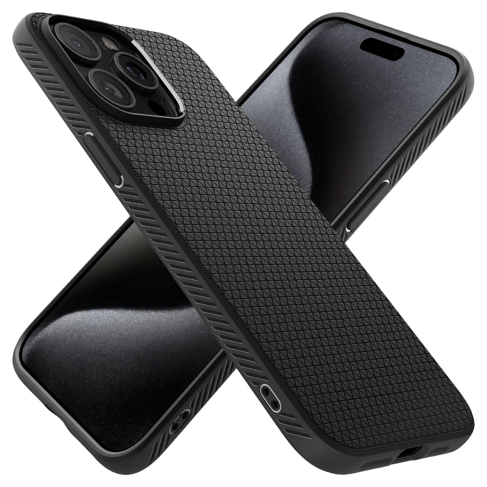 Spigen Liquid Air Back Cover Case for iPhone 15 Pro, Durable Protection, Air Cushion Technology - TPU | Matte Black