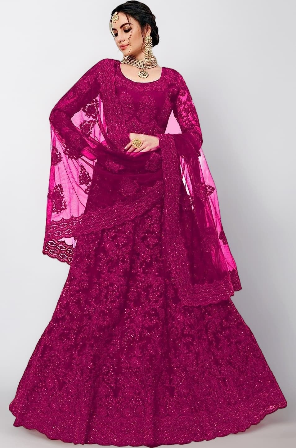 Embroidered Semi Stitched Lehenga Choli