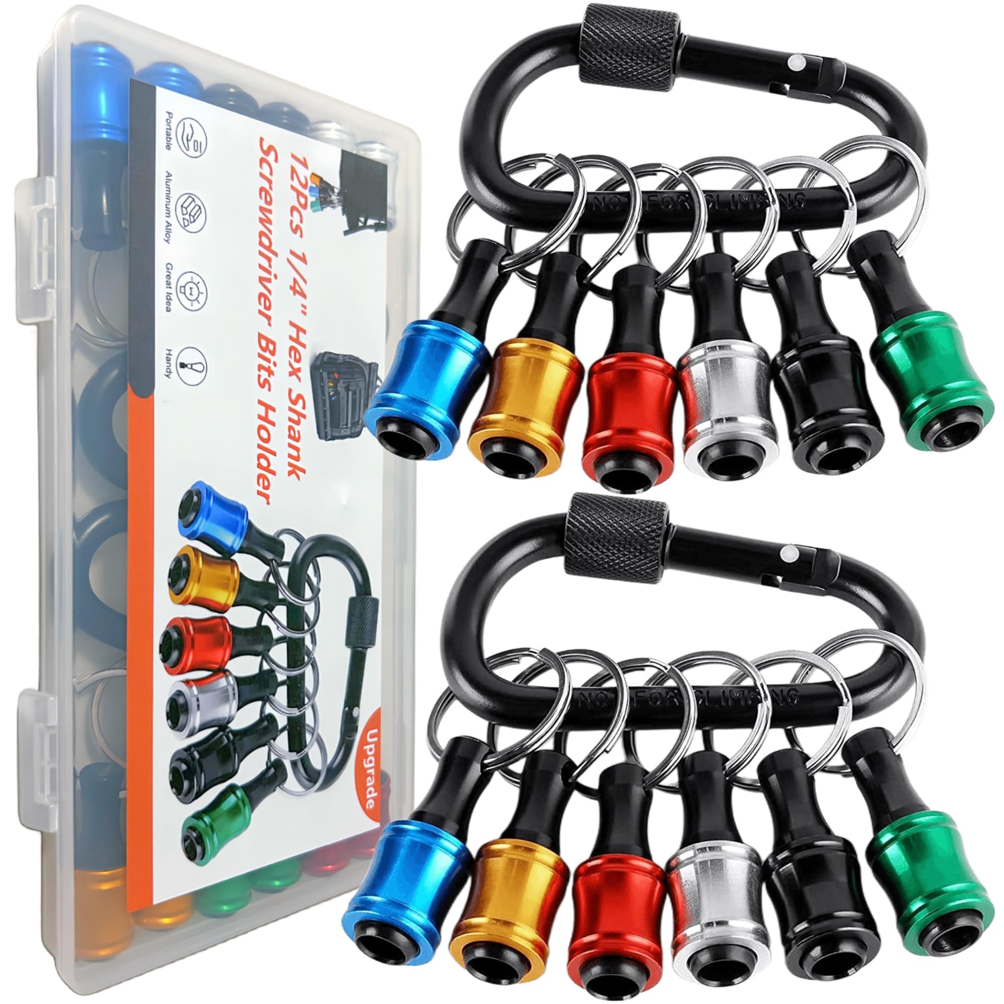 12PCS Bit Holders 1/4 Socket, Hex Shank Screwdriver Bit Holder for Impact Driver Drill Bit Keychain Extension Bar Quick Release Easy Change, Screwdriver Bit Holders for Tools & Home Improvement