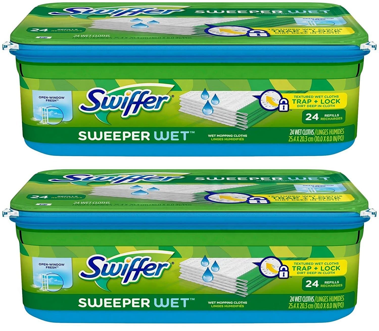 Sweeper Wet Mopping Cloth Refill - Open Window Fresh - 24 wet cloths - 2 pk
