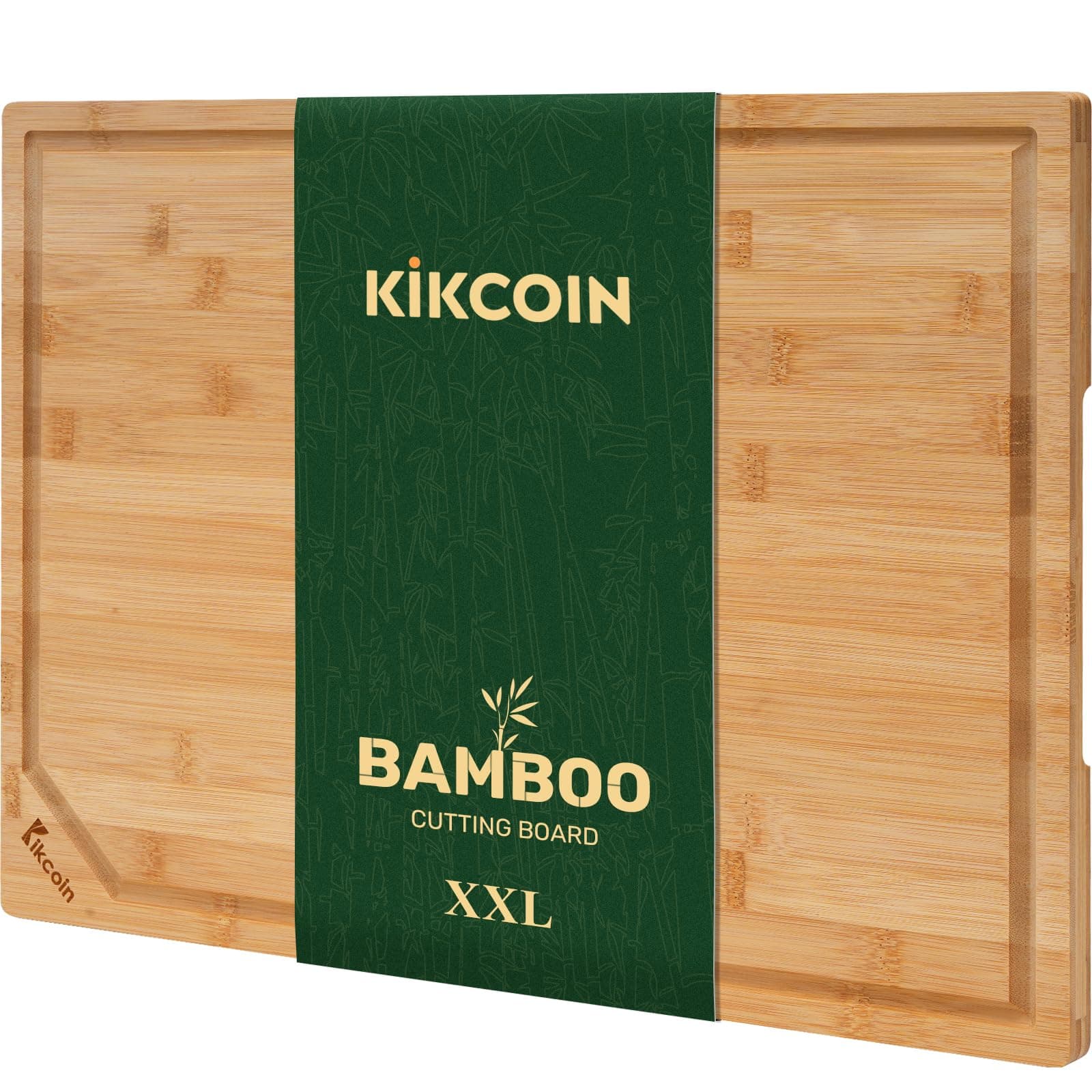 Bamboo Cutting Boards for Kitchen, Extra Large Wood Cutting Board with Deep Juice Groove and Handle Heavy Duty Chopping Board, Kikcoin, 20" x 14"