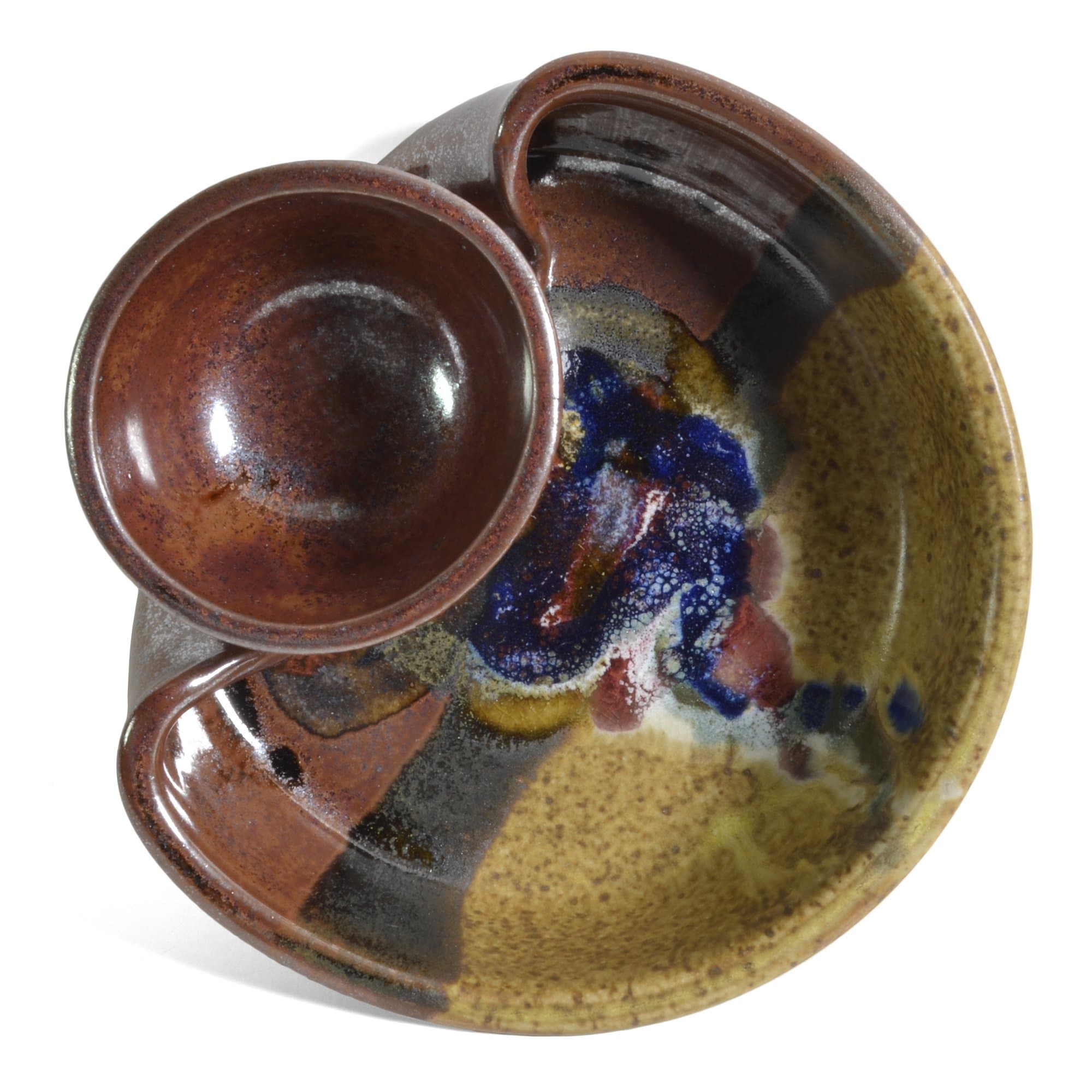 7-inch Small Shrimp and Dip Platter, Brown/Multi