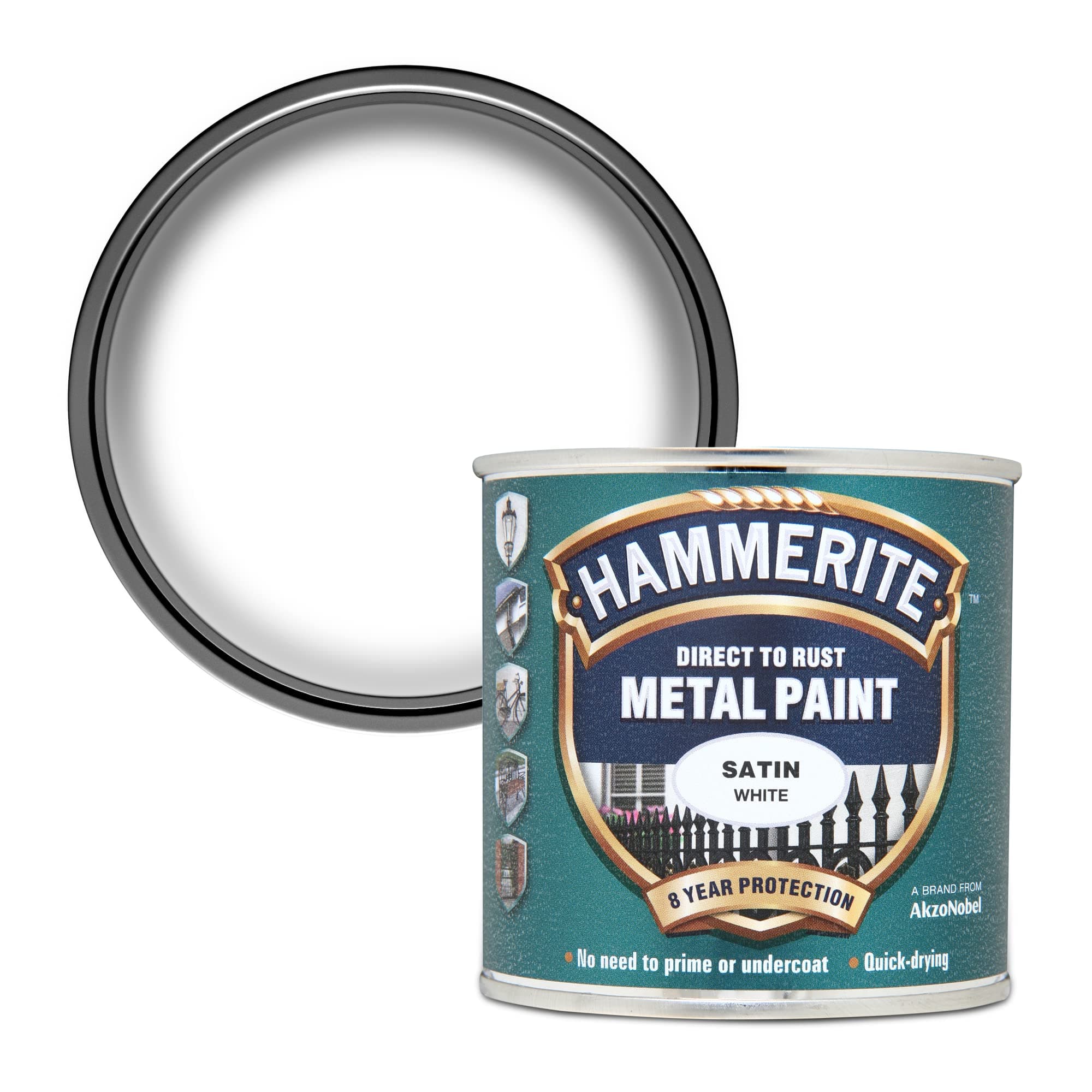 Direct to Rust Satin Metal Paint - White - 250ML