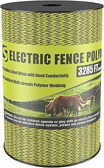 BESTEEL Upgraded Electric Fence Poly Wire 3285 Feet 1000 Meters, 1/8" Diameter Portable Electric Fencing Polywires, 6 Stainless Steel Strands for Reliable Conductivity and Rust Resistance UV Resistant