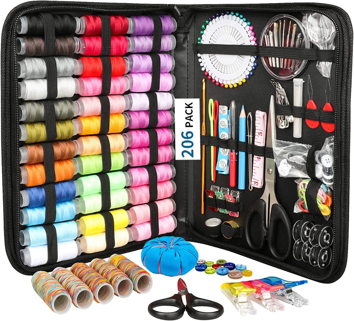 FELTHOUSE 206 pcs Sewing Kit, Complete Sewing Kit Set - Thread Box, Tailoring Materials, Needle and Thread Box - Ideal for Home Use. (New)