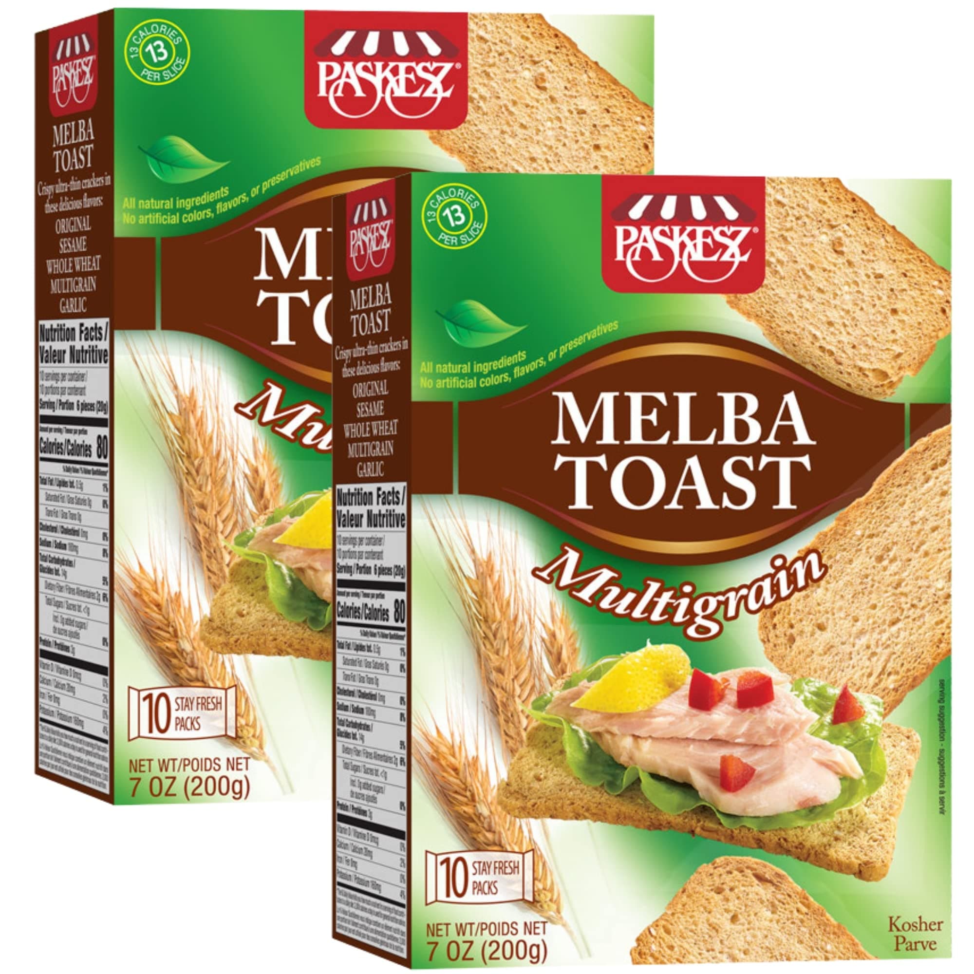 Multigrain Melba Toast Crackers - All Natural Thin and Crispy Flatbread Crackers - Classic Mini Toasts for Dips, Spreads, Salads - Tostadas Melba - 7 Oz, Pack of 2