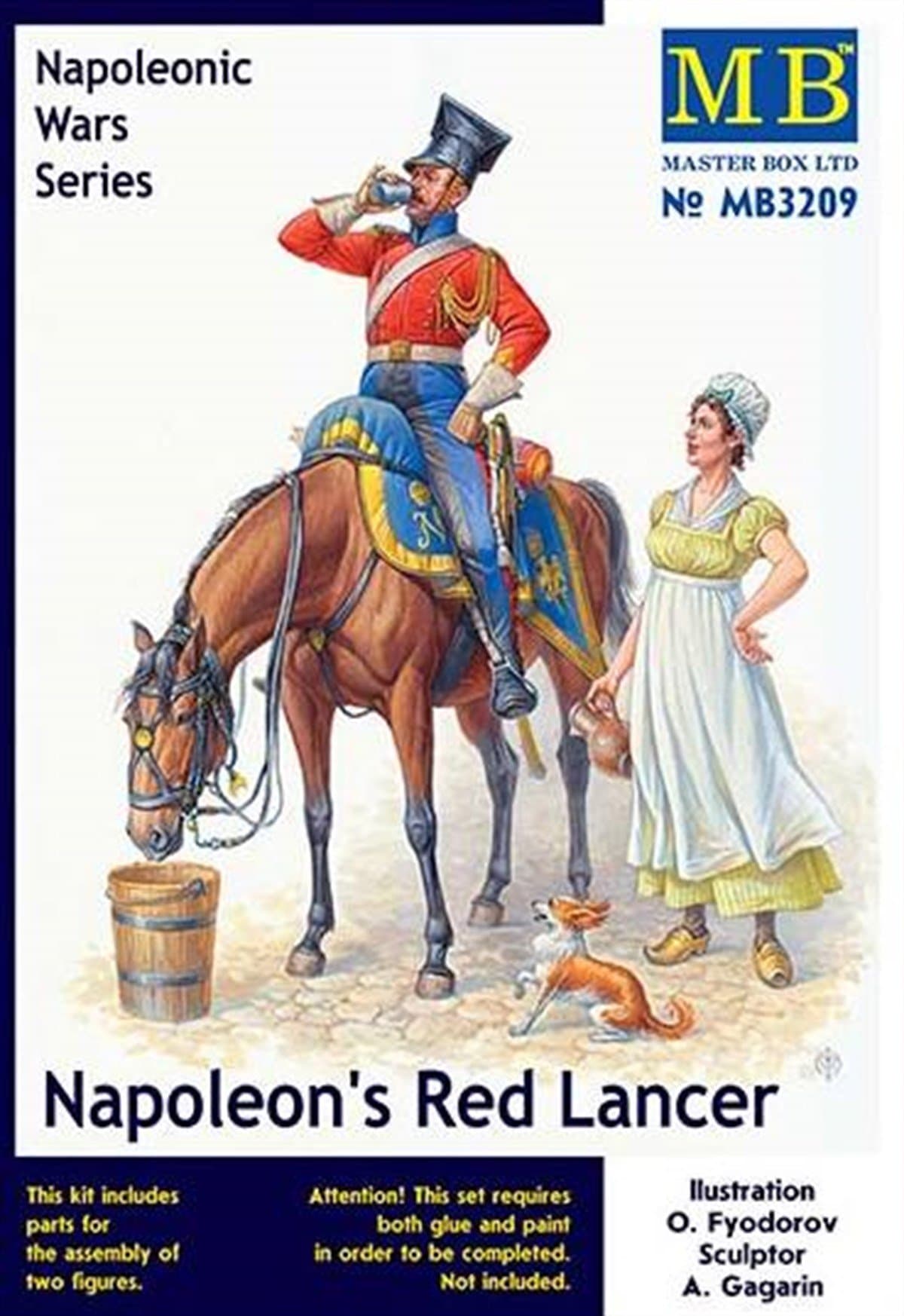 Master Box Models "Napoleon's Red Lancer" Napoleonic War Series - 2 Figures Set Plus a Horse (1/32 Scale)
