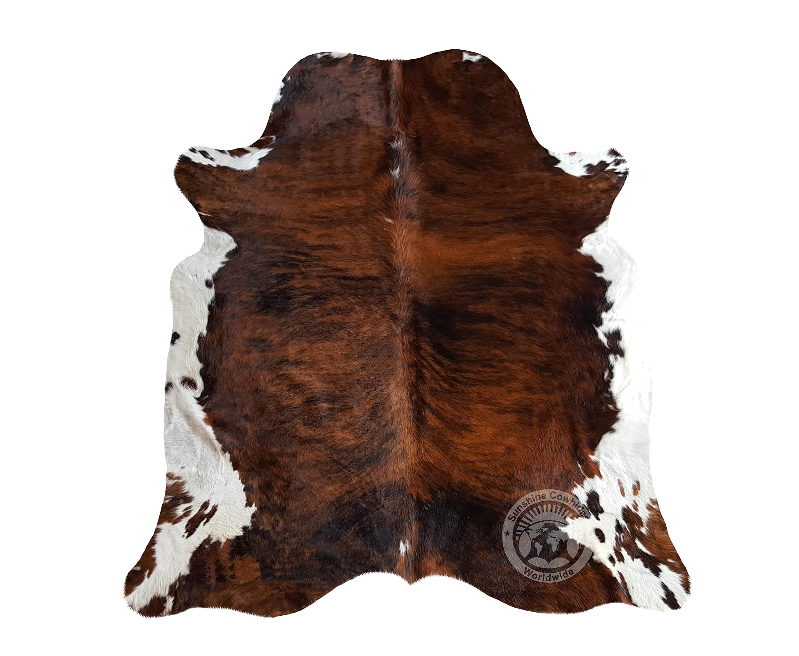 Dark Brindle Tricolor Cowhide Rug