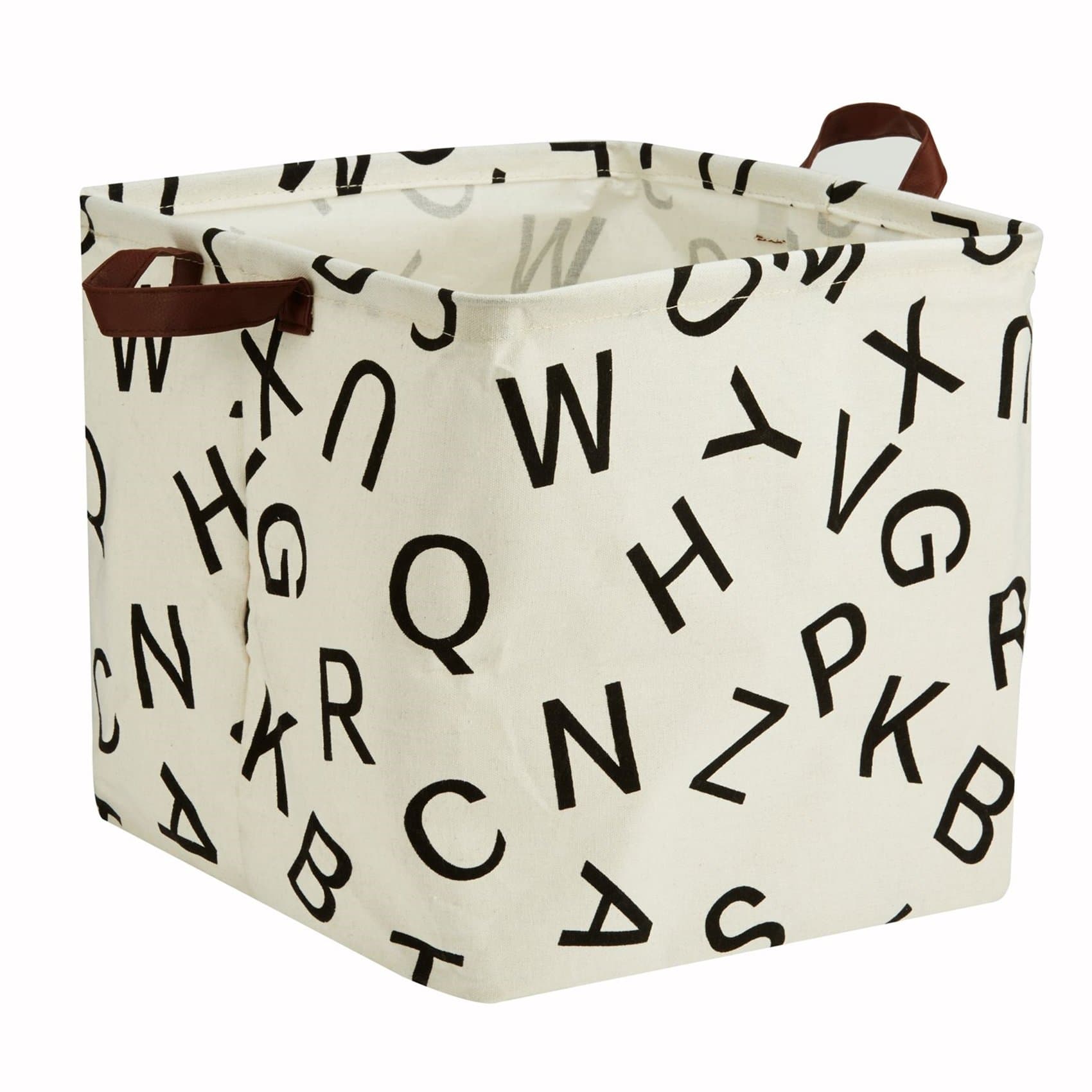 Storage Basket, Large Square Basket Storage - Waterproof and Folding Canvas Fabric Kids Laundry Basket (English Word)