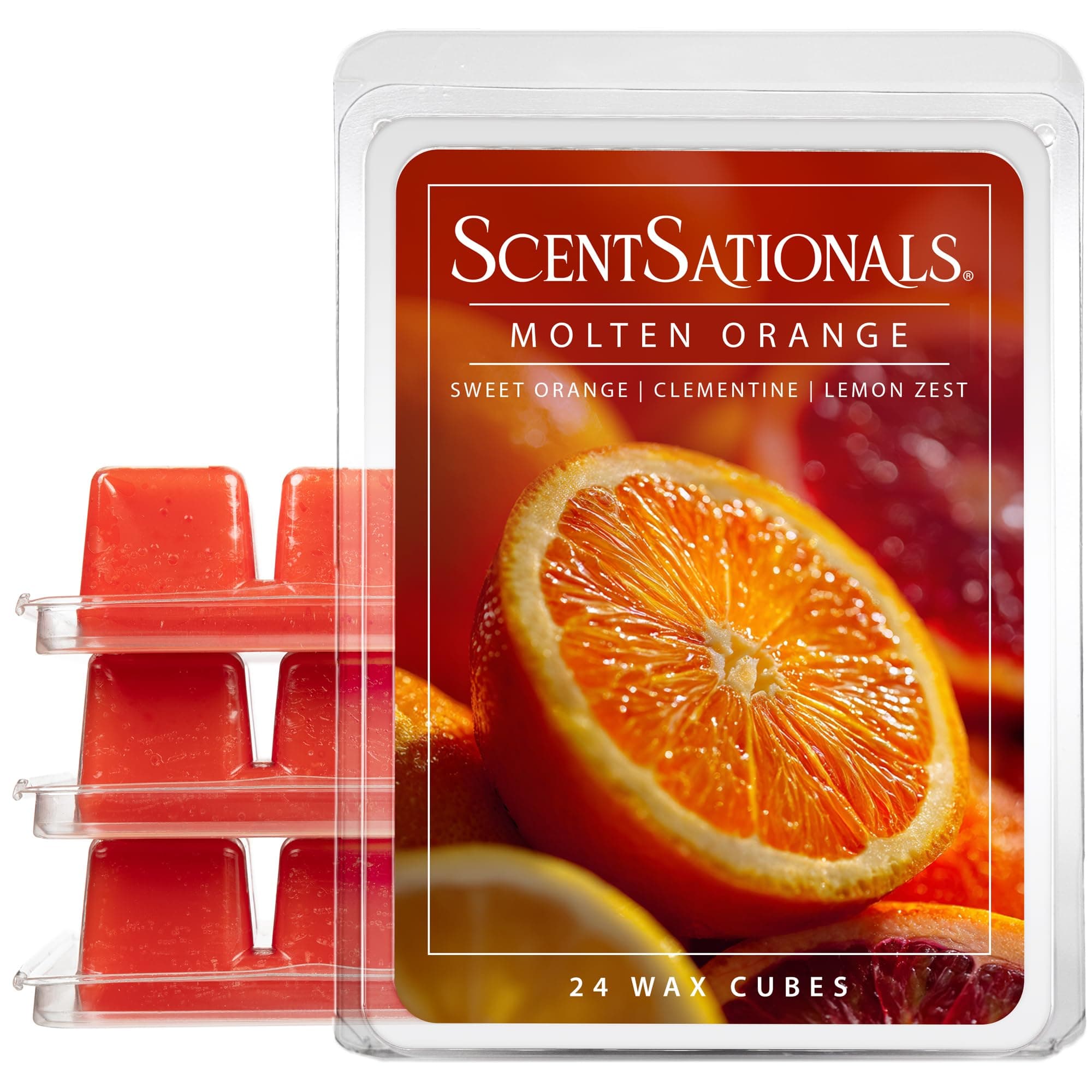 Wax Melts, Wax Cubes Strong Scent - Molten Orange - Long Lasting Scented Melts for Warmer, 10oz (24-Cubes)