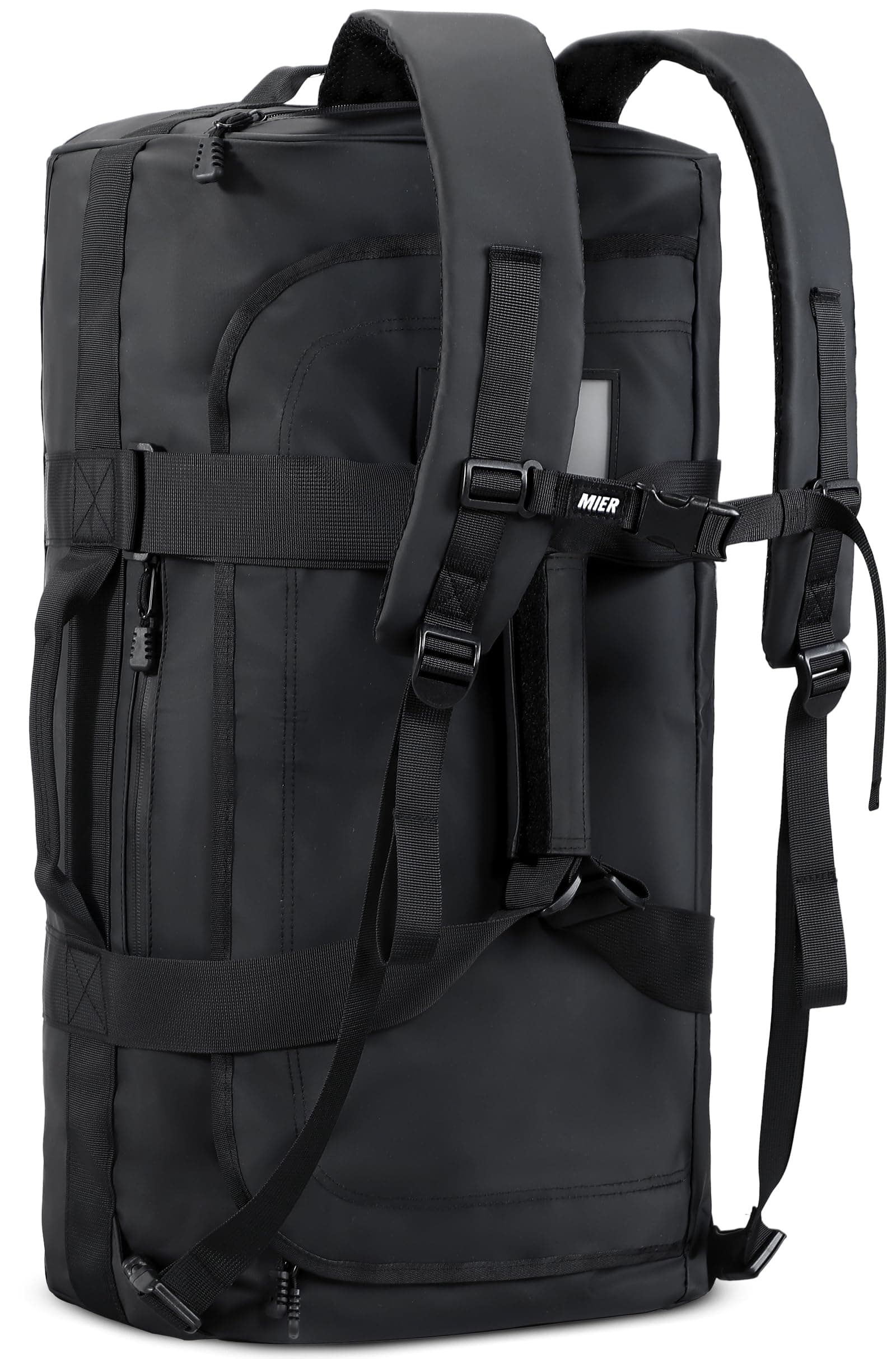 Water Resistant Backpack Duffle Heavy Duty Convertible Duffle Bag with Backpack Straps for Gym, Sports, Travel, Black, 90L, Heavy Duty Backpack Duffle