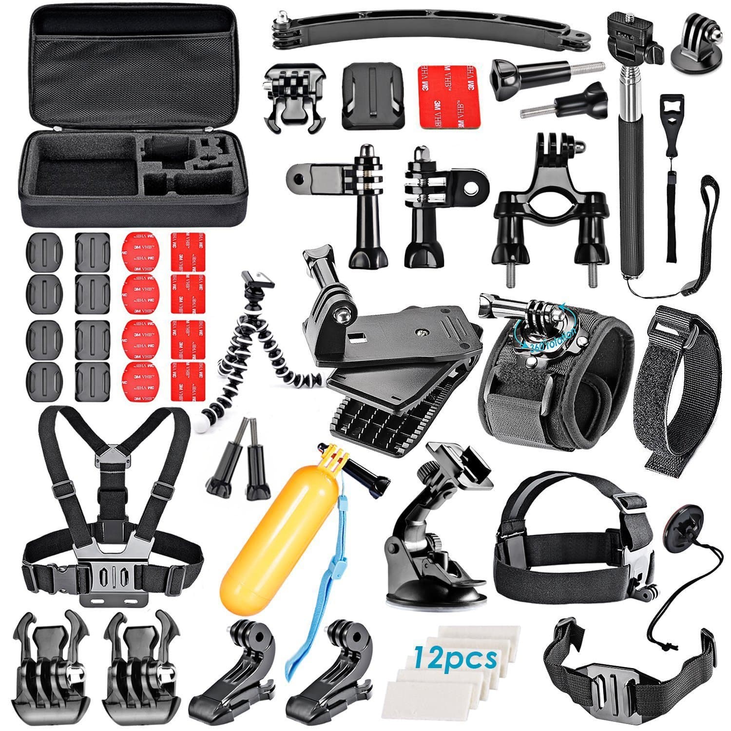 VanteexPro 60-in-1 Accessories Bundle Kit for Gopro HERO 8 7 6 5 4 3+ 3 2 1 Camera Accessories Combo Kit