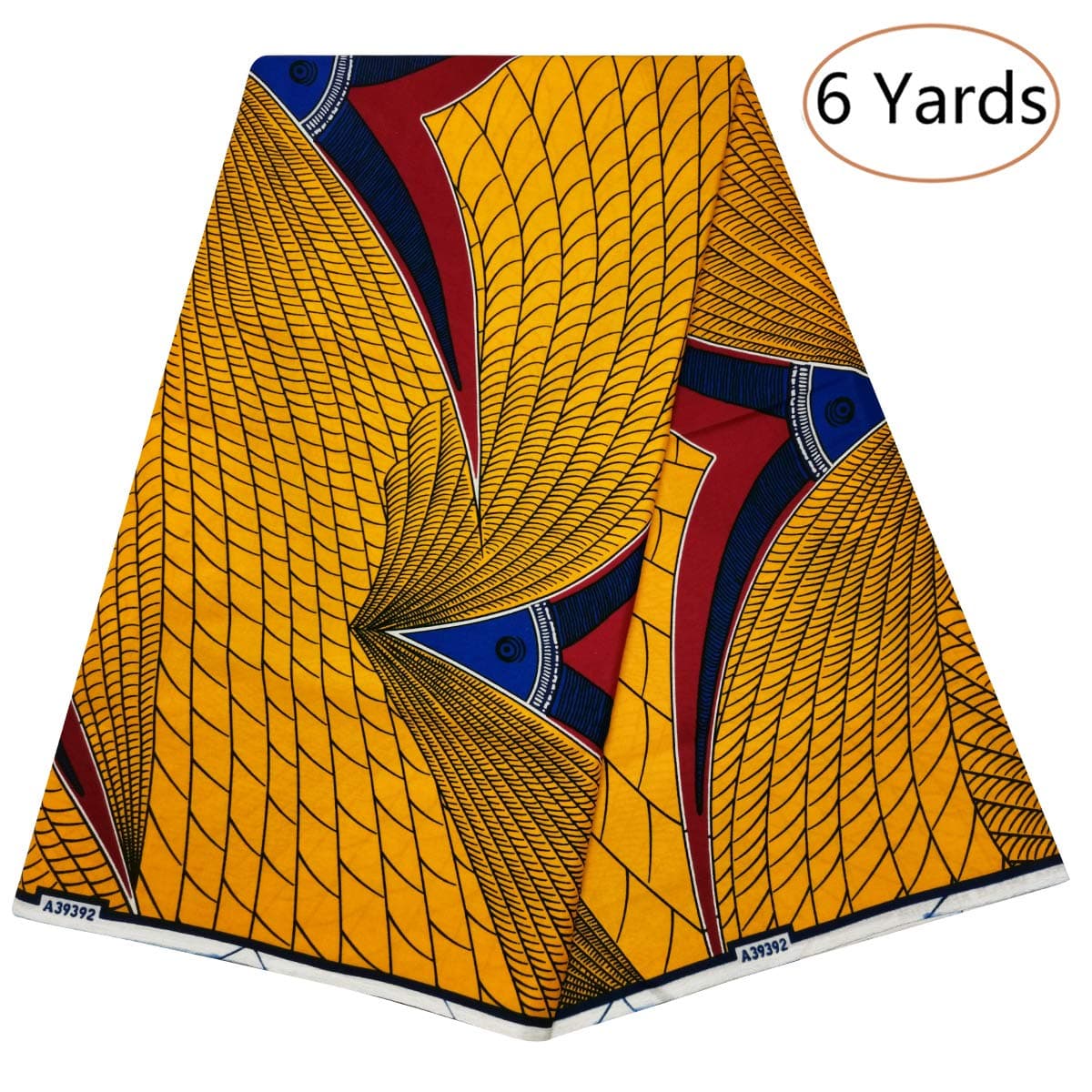 Dexuelan Java African Wax Print 6 Yards Fabric Ankara Print Fabric with Feather Designs for Sewing Dress (Orange)