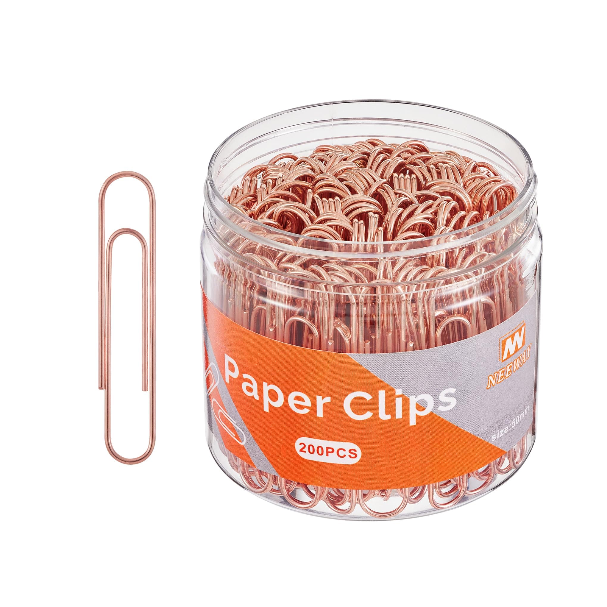 NEEWAY Rose Gold Paper Clips, 200 Count Large Size, 2 Inch Jumbo Paperclips, School and Office Supplies