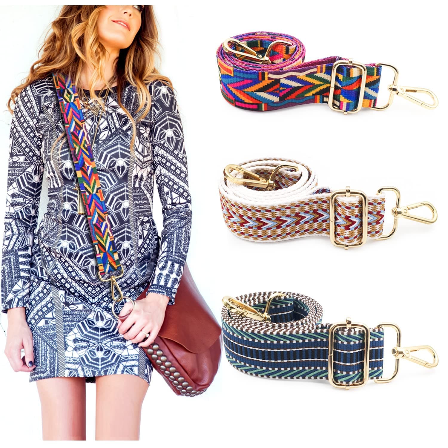 Adjustable Shoulder Strap, 3 PCS Length 70-120 cm Adjustable Replacement Bag Straps for Crossbody Canvas Shoulder Tote Purse Bags Belt Shoulder Straps