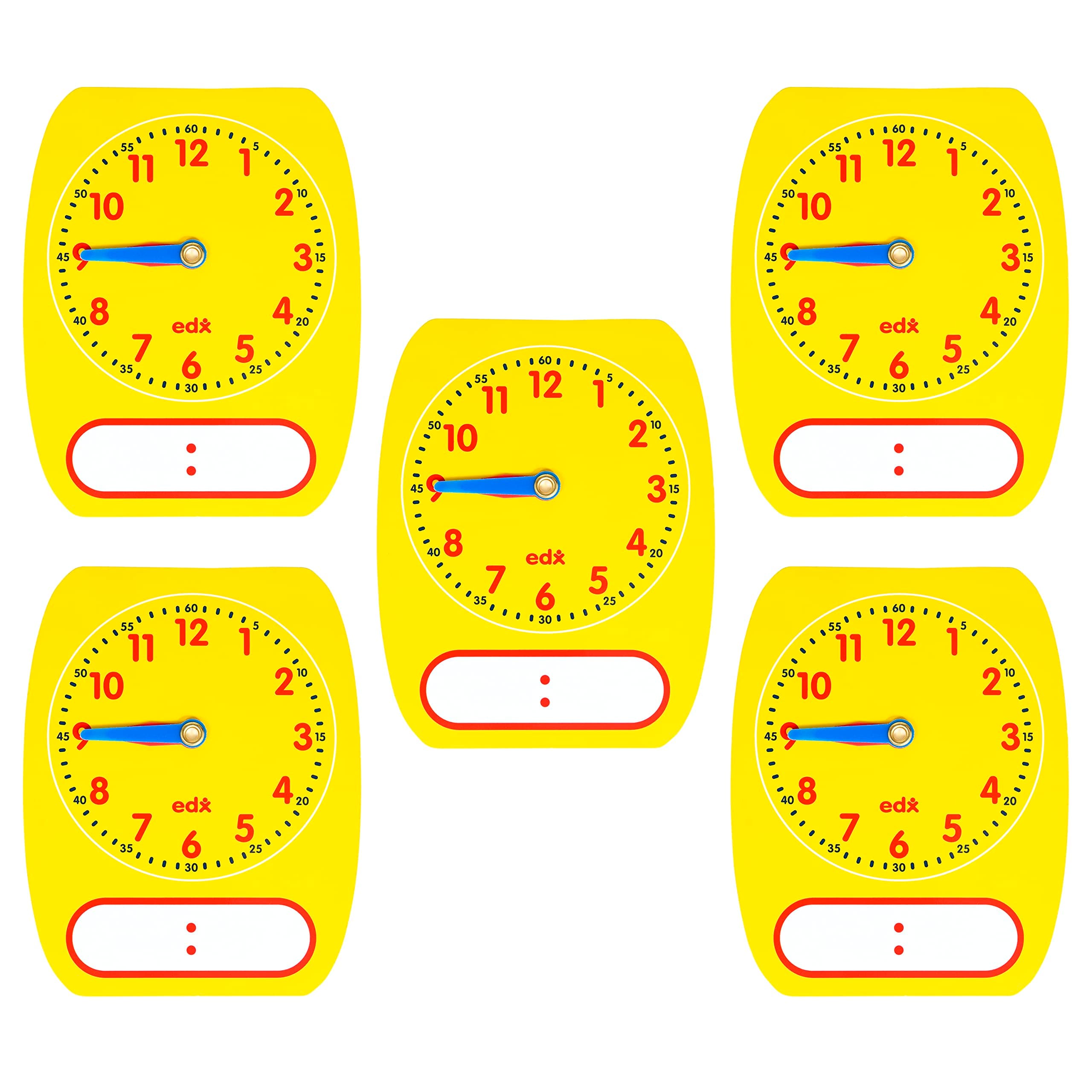 LEARNING ADVANTAGE-25615 edx Education Write-On/Wipe-Off Clock Dials - Set of 5