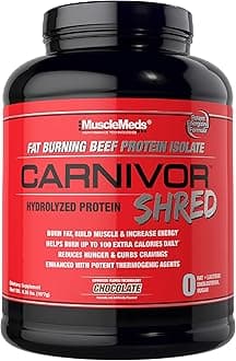 MuscleMeds Carnivor Shred Fat Burning Hydrolized Beef Protein Isolate, 0 Lactose, 0 Sugar, 0 Fat, Chocolate, 4.35 lbs